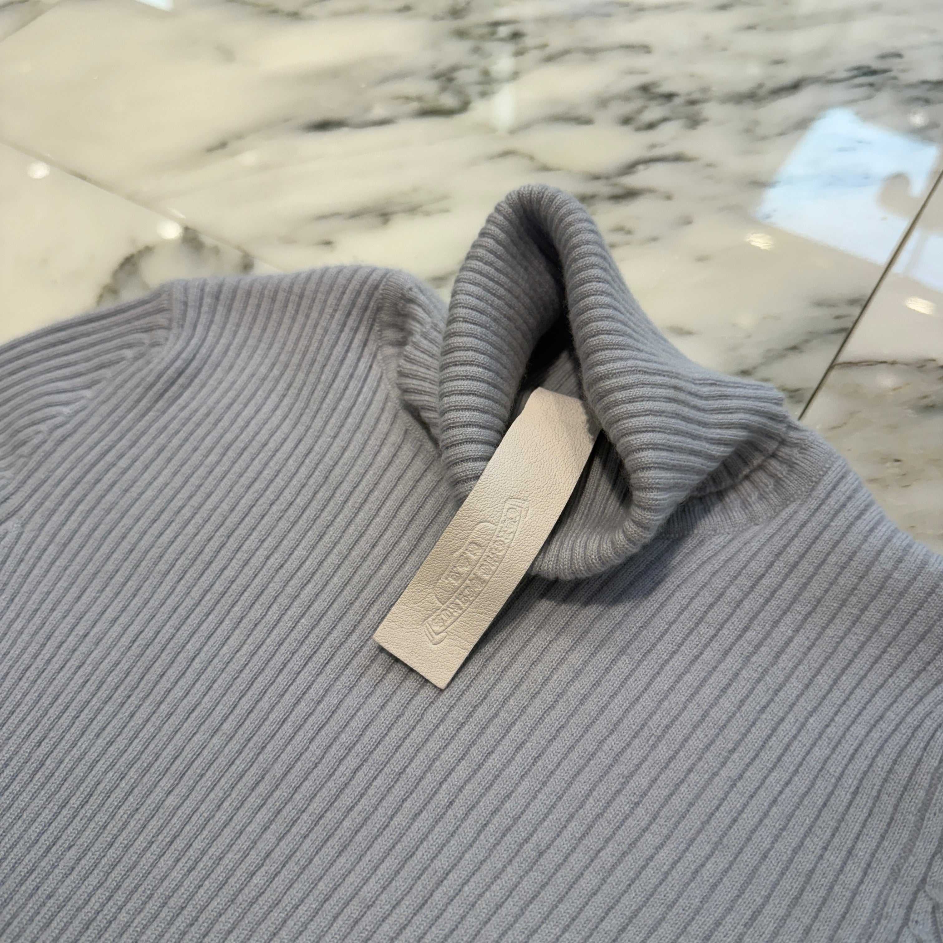 CHROME HEARTS Y NOT Triple Cross Leather Patch Cashmere Short Sleeve Knit Dress Size S クロムハーツ ワイノット トリプルクロスレザーパッチ カシミア ショートスリーブニット ワンピース サイズS