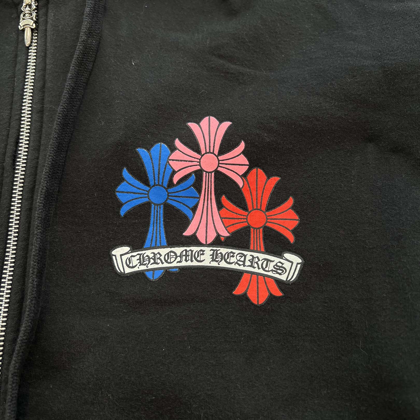 CHROME HEARTS Multi Color Cemetery Cross Zip Up Hoodie Size M クロムハーツ マルチカラー セメタリークロス ジップアップ フーディ サイズM