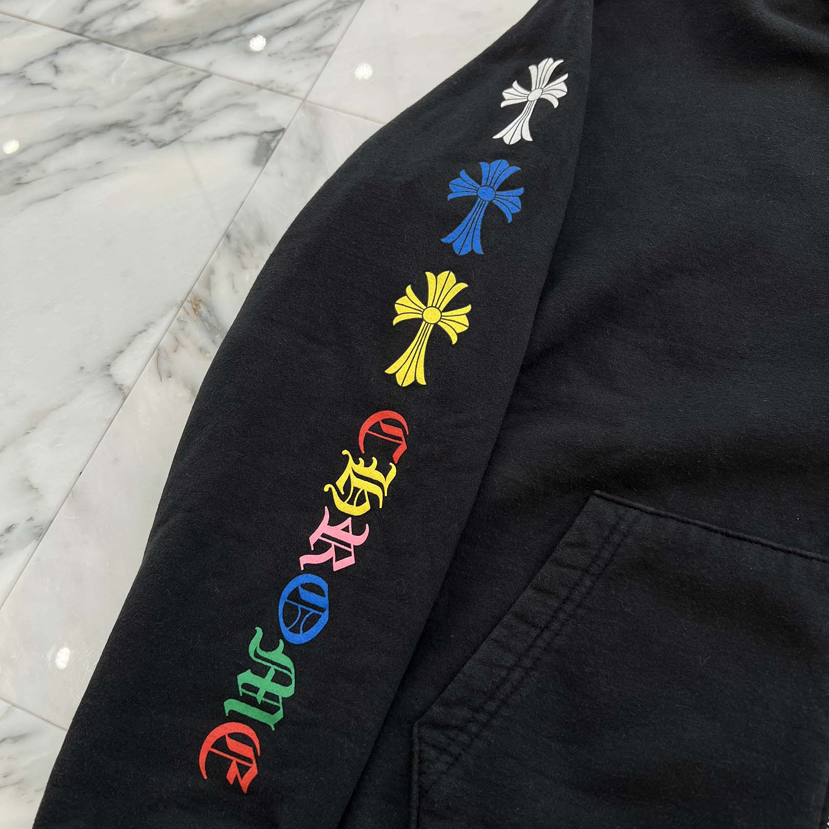 CHROME HEARTS Multi Color Cemetery Cross Zip Up Hoodie Size M クロムハーツ マルチカラー セメタリークロス ジップアップ フーディ サイズM