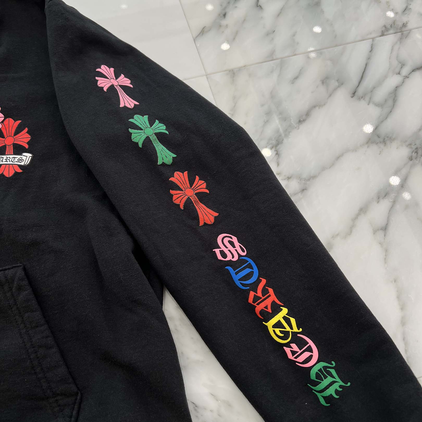 CHROME HEARTS Multi Color Cemetery Cross Zip Up Hoodie Size M クロムハーツ マルチカラー セメタリークロス ジップアップ フーディ サイズM