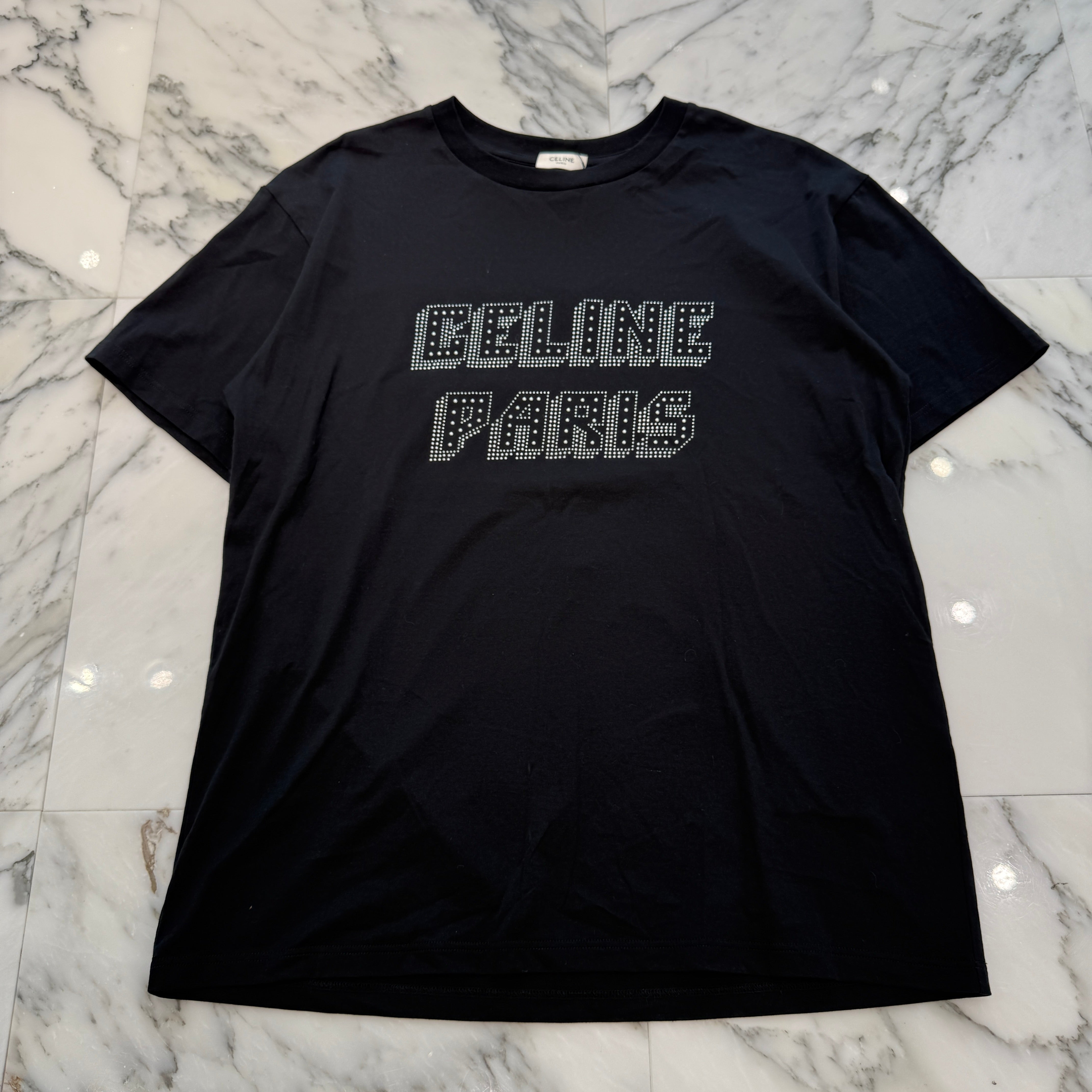 CELINE 2023AW Studded Logo Cotton Tee 2X26J671Q.38NS Size XS セリーヌ スタッズロゴ コットンTシャツ サイズXS