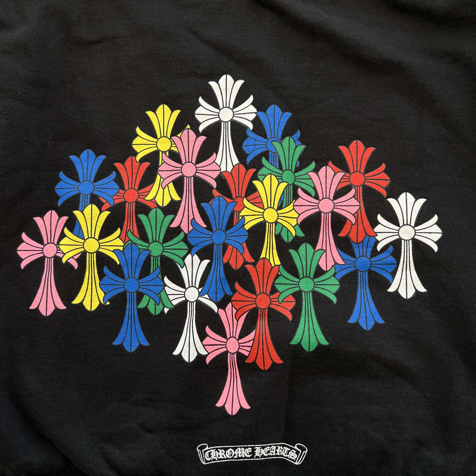 CHROME HEARTS Multi Color Cemetery Cross Zip Up Hoodie Size M クロムハーツ マルチカラー セメタリークロス ジップアップ フーディ サイズM