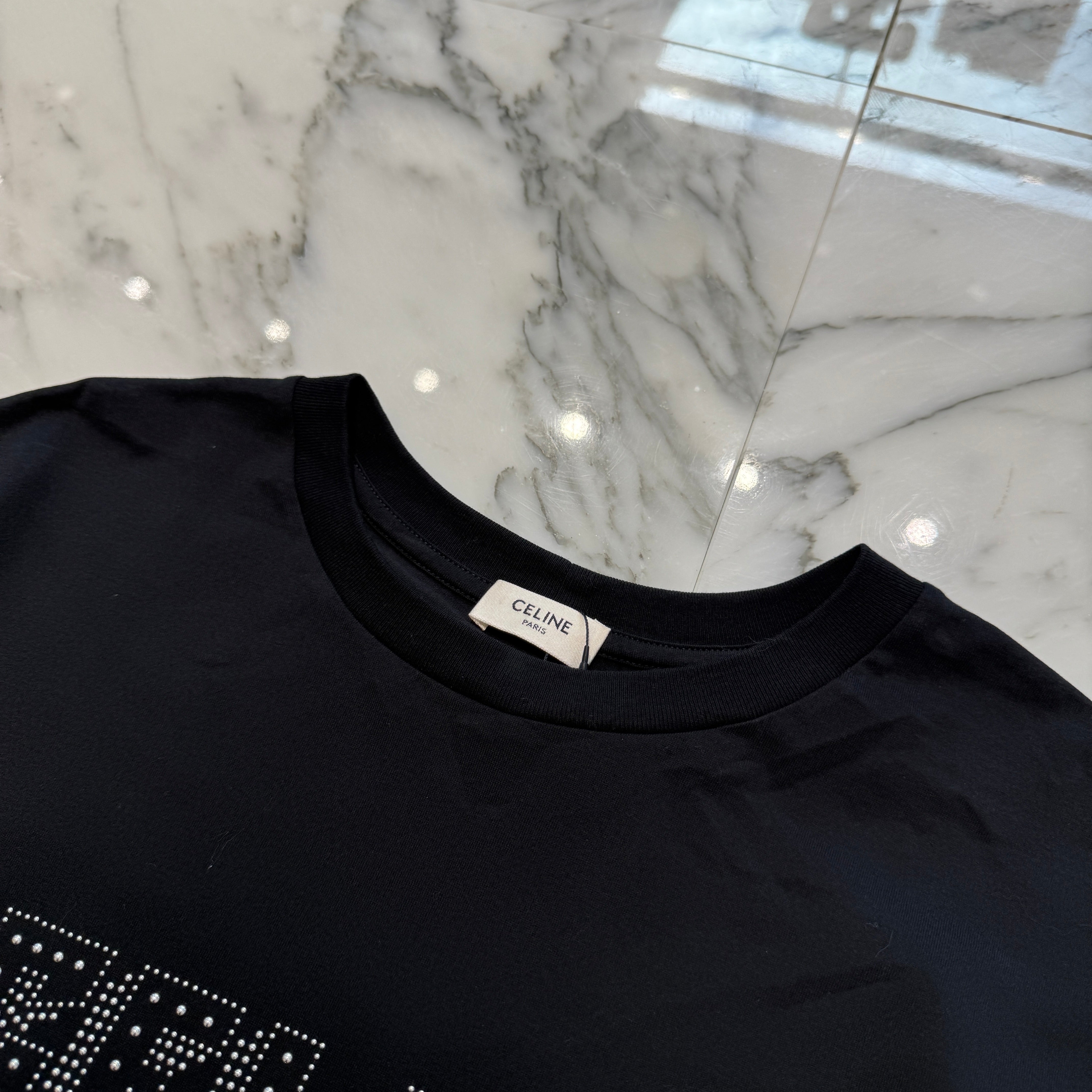CELINE 2023AW Studded Logo Cotton Tee 2X26J671Q.38NS Size XS セリーヌ スタッズロゴ コットンTシャツ サイズXS