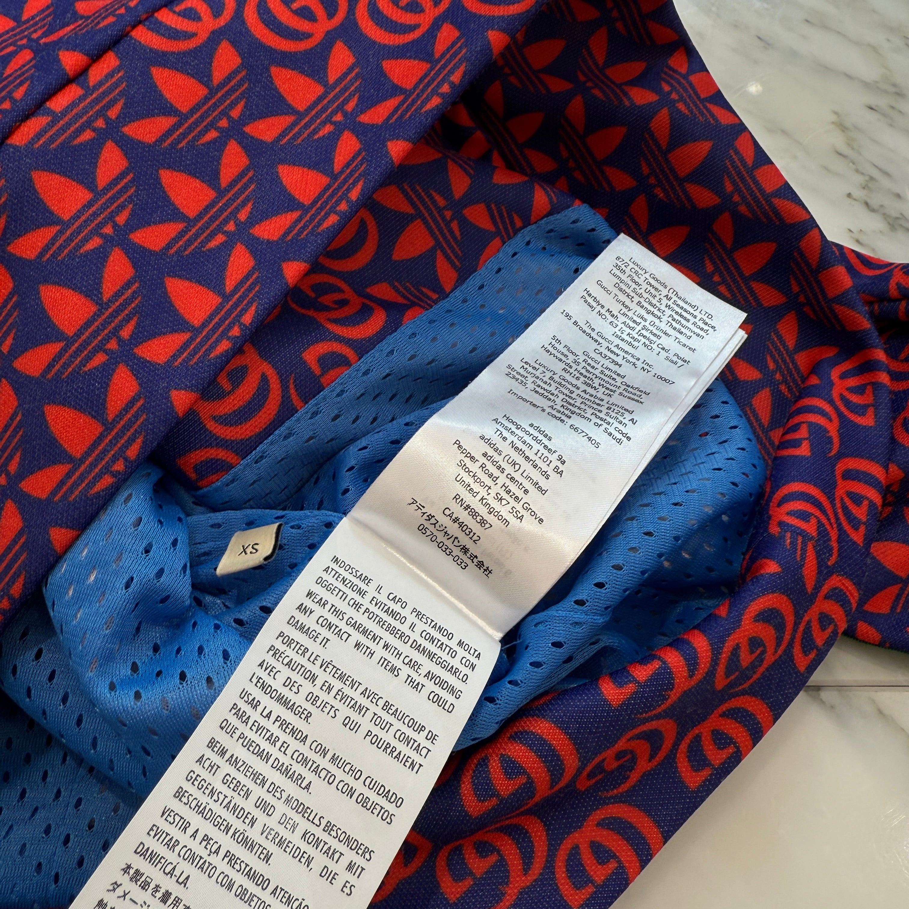 GUCCI × adidas 2022SS Double G and Trefoil Print Zip Up Jacket 692112 XJEKV Size XS グッチ × アディダス ダブルGアンドトレフォイルプリント ジップアップジャケット サイズXS