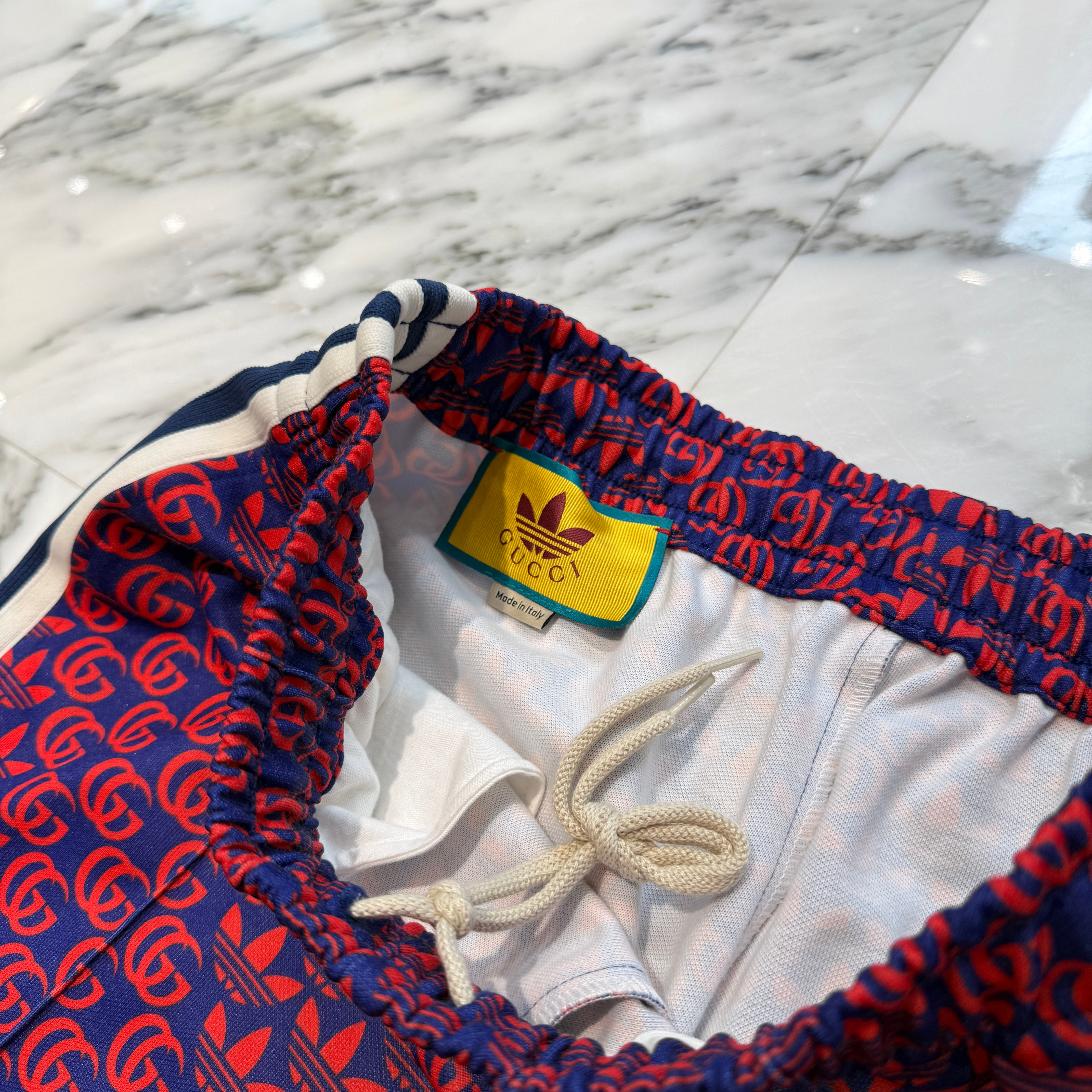 GUCCI × adidas 2022SS Double G and Trefoil Print Sweat Pants 692113 XJEKV Size XS グッチ × アディダス ダブルGアンドトレフォイルプリント スウェットパンツ サイズXS