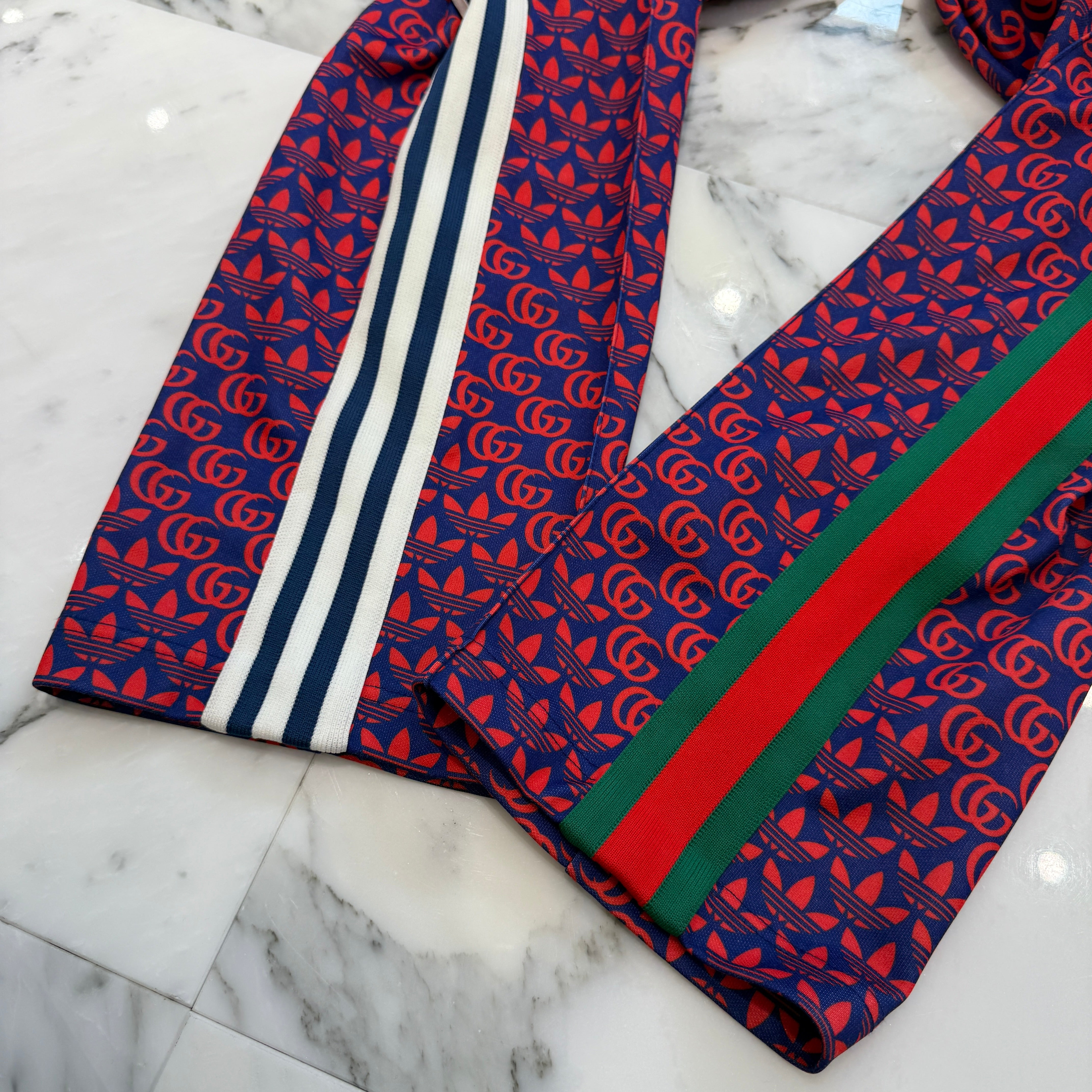 GUCCI × adidas 2022SS Double G and Trefoil Print Sweat Pants 692113 XJEKV Size XS グッチ × アディダス ダブルGアンドトレフォイルプリント スウェットパンツ サイズXS