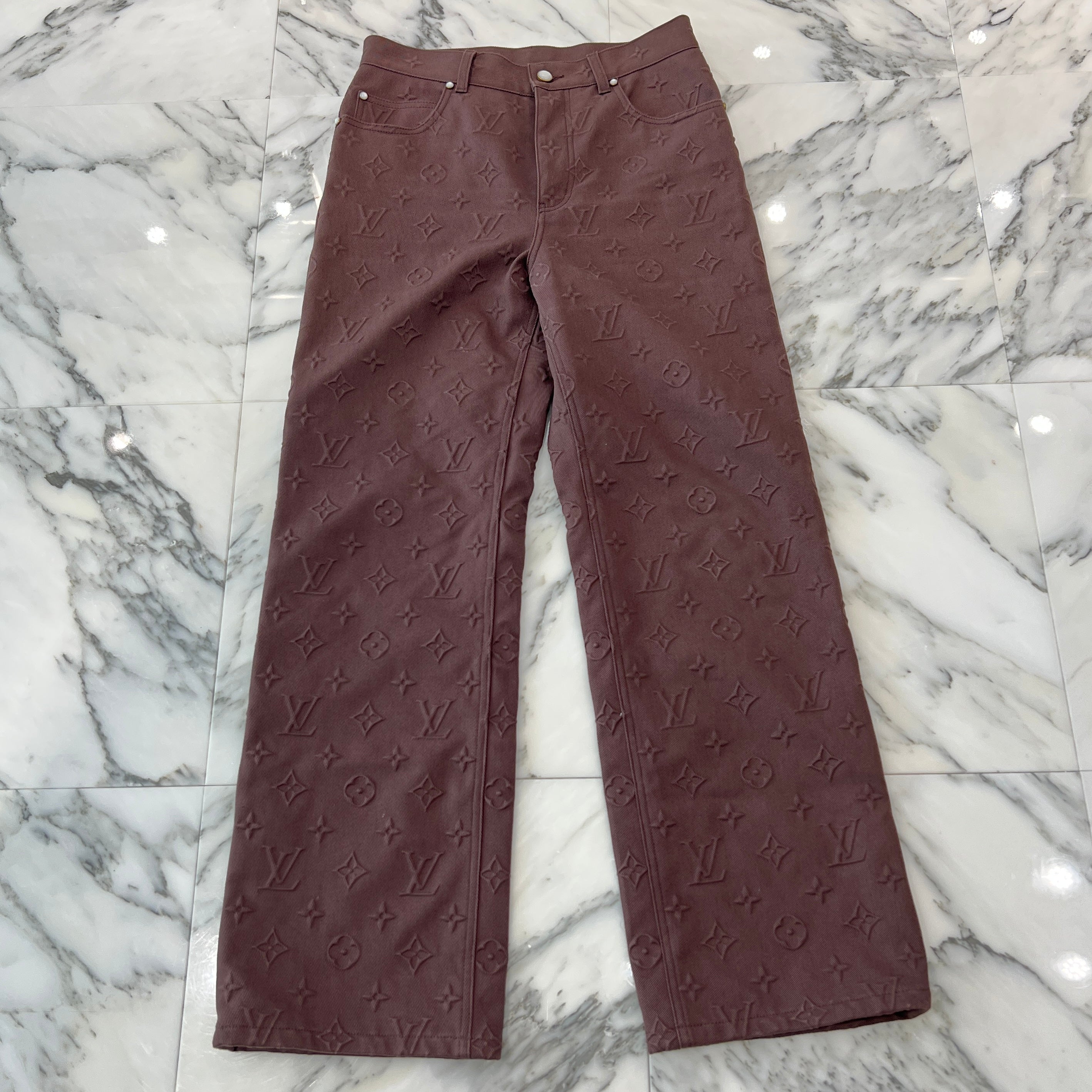 LOUIS VUITTON 2025SS Monogram Embossed Skate Long Pants 1AHBLW Size 28 ルイヴィト モノグラムエンボスド スケートロングパンツ サイズ28