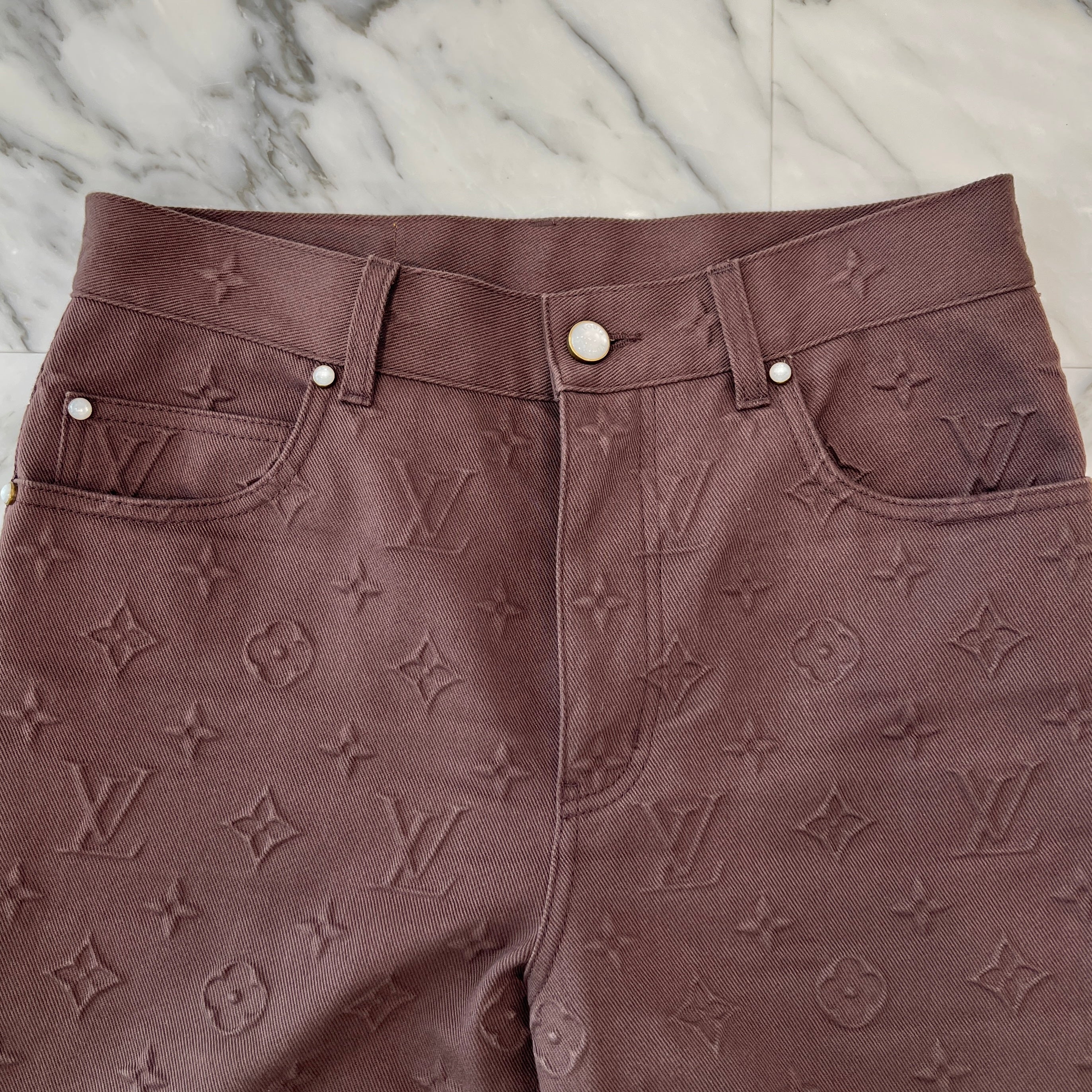 LOUIS VUITTON 2025SS Monogram Embossed Skate Long Pants 1AHBLW Size 28 ルイヴィト モノグラムエンボスド スケートロングパンツ サイズ28