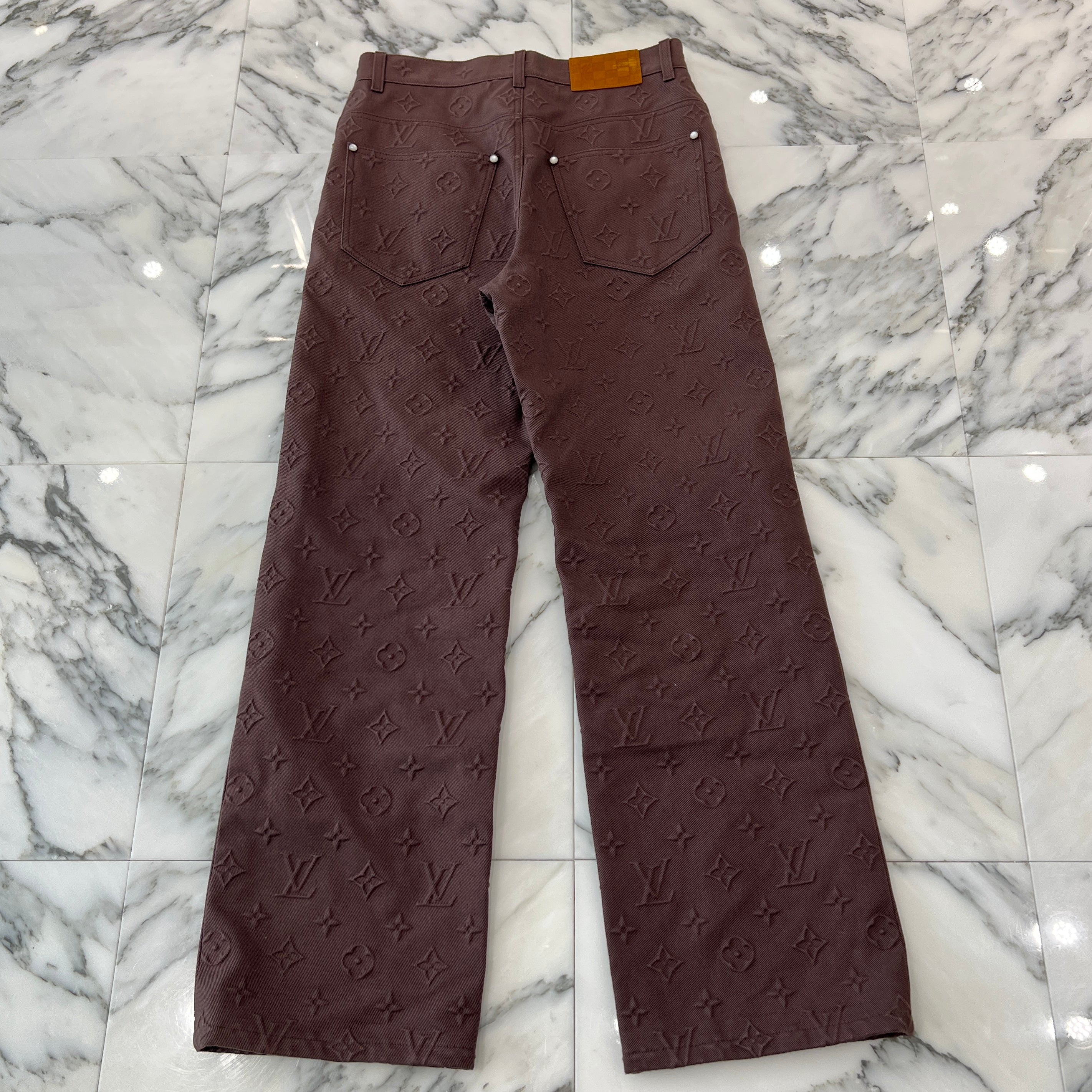 LOUIS VUITTON 2025SS Monogram Embossed Skate Long Pants 1AHBLW Size 28 ルイヴィト モノグラムエンボスド スケートロングパンツ サイズ28