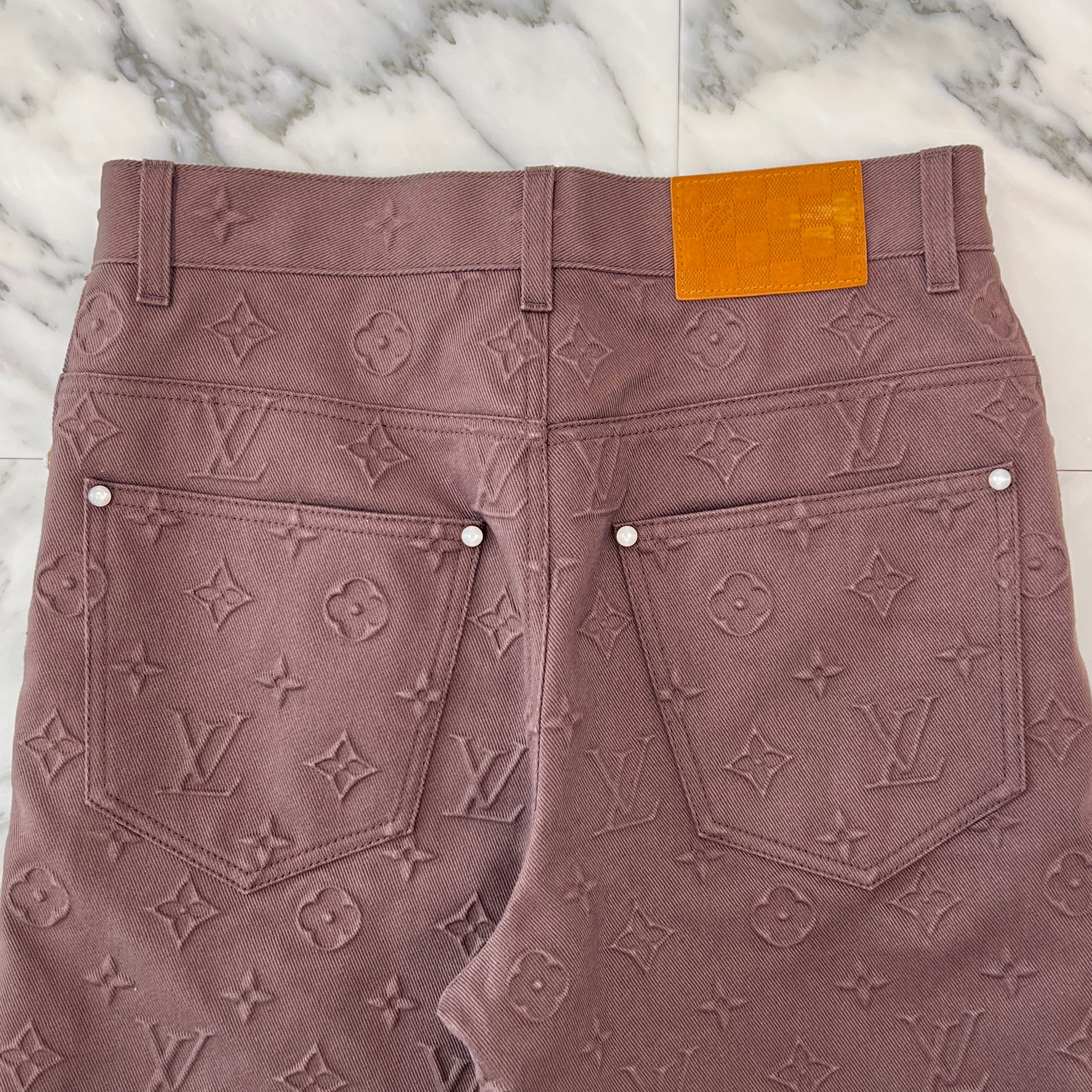 LOUIS VUITTON 2025SS Monogram Embossed Skate Long Pants 1AHBLW Size 28 ルイヴィト モノグラムエンボスド スケートロングパンツ サイズ28