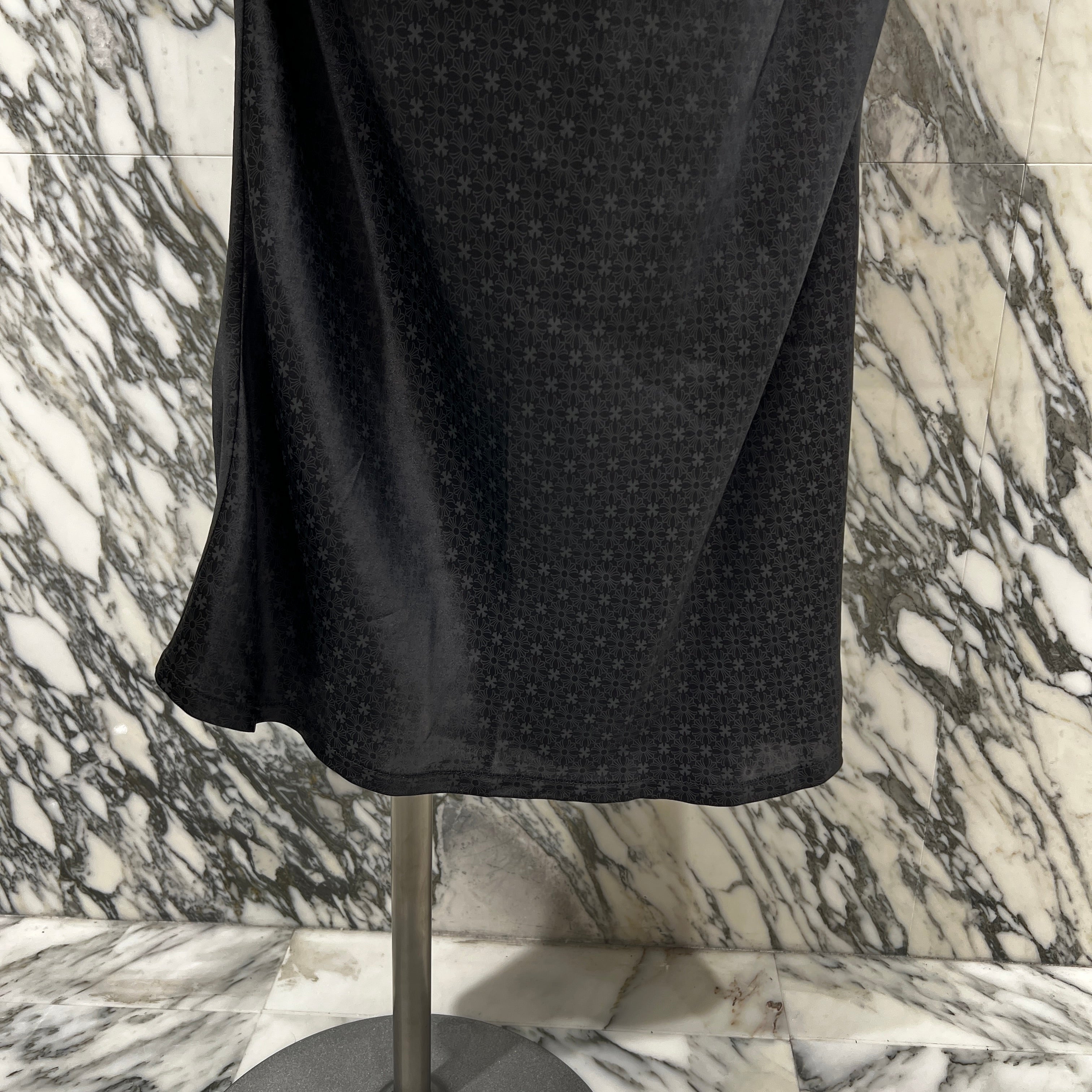 CHROME HEARTS Gunslinger Calfskin Leather Belt CH Plus Cross Patch Silk Long Skirt Size M クロムハーツ ガンスリンガー カーフスキン レザーベルト CHプラス クロスパッチ シルク ロングスカート サイズM