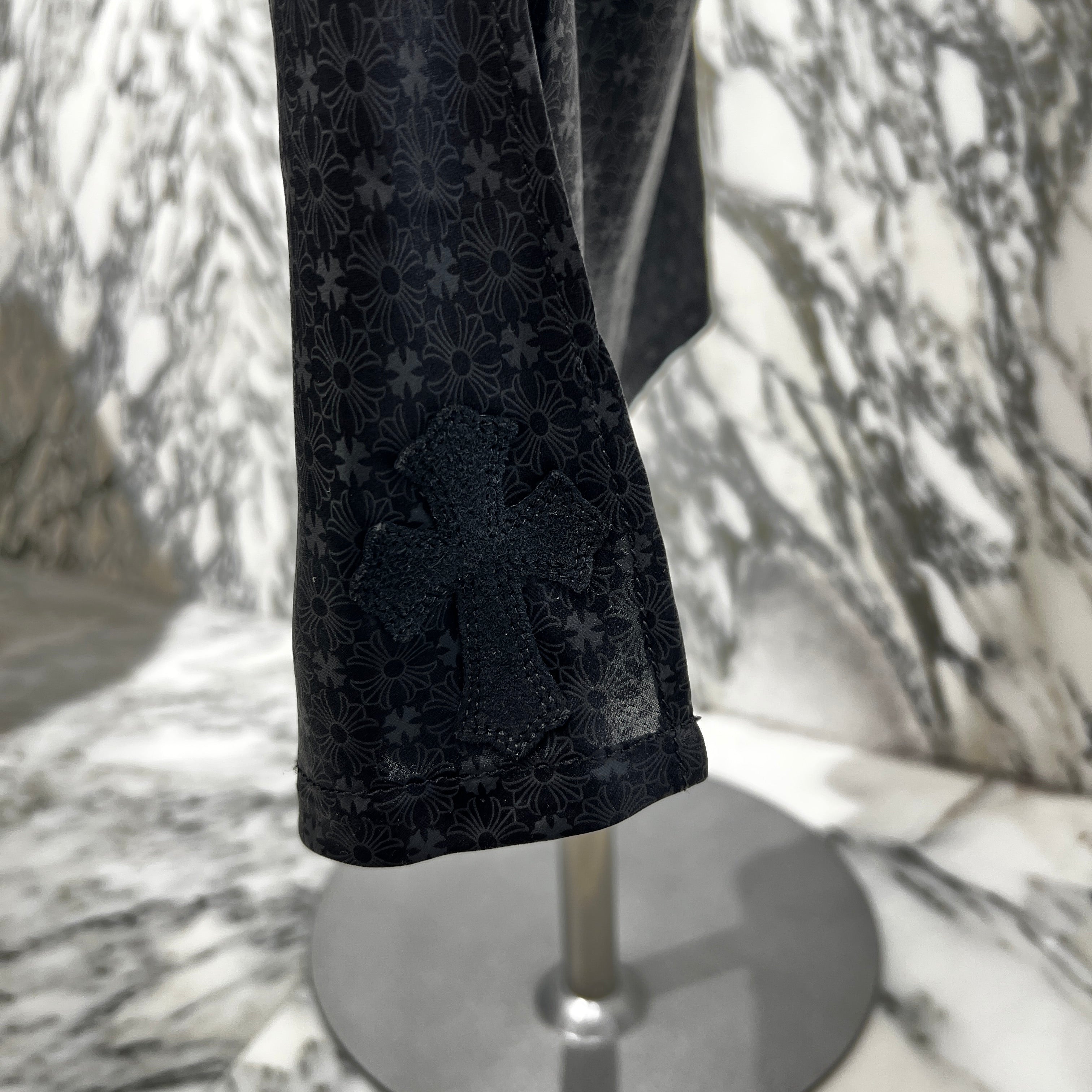 CHROME HEARTS Gunslinger Calfskin Leather Belt CH Plus Cross Patch Silk Long Skirt Size M クロムハーツ ガンスリンガー カーフスキン レザーベルト CHプラス クロスパッチ シルク ロングスカート サイズM