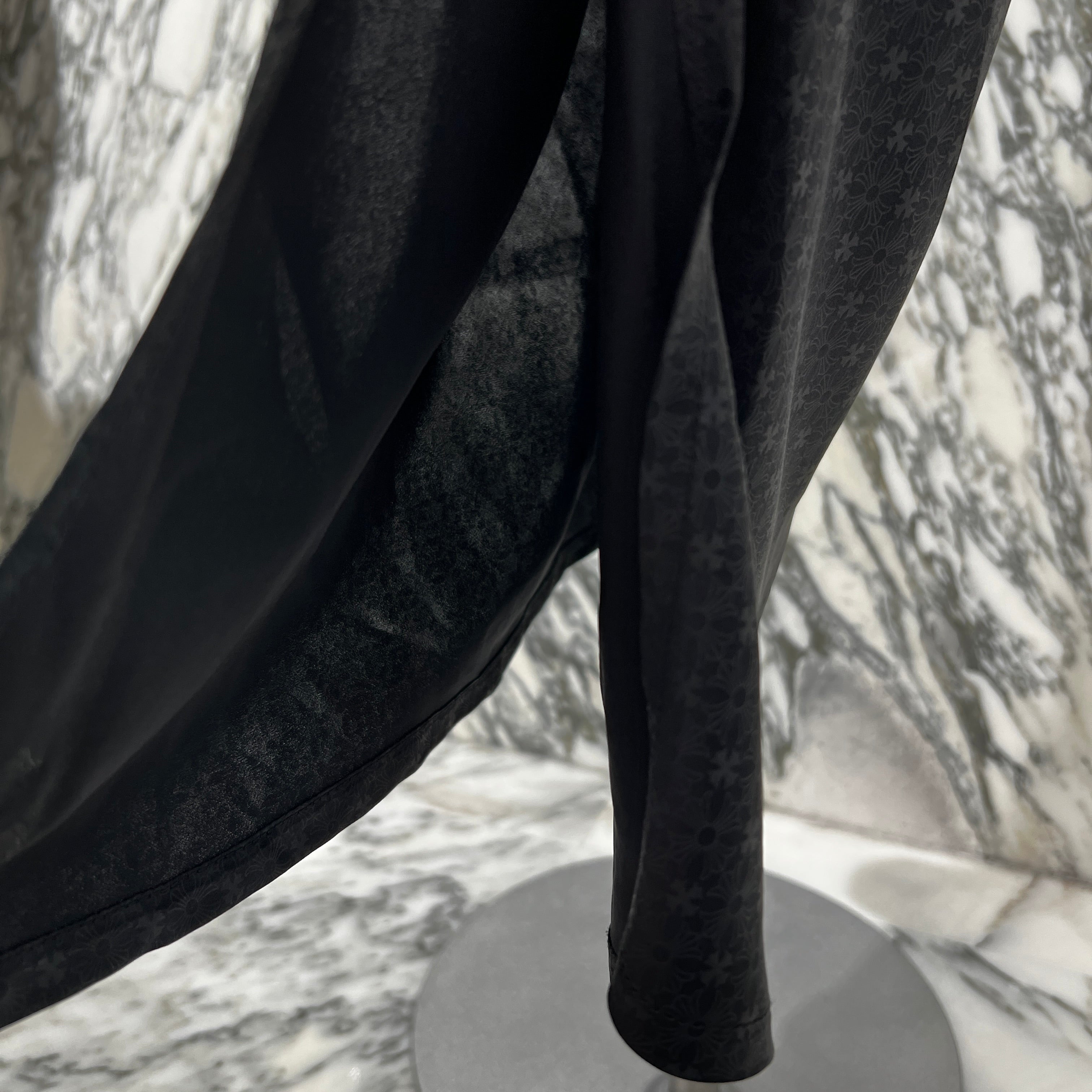 CHROME HEARTS Gunslinger Calfskin Leather Belt CH Plus Cross Patch Silk Long Skirt Size M クロムハーツ ガンスリンガー カーフスキン レザーベルト CHプラス クロスパッチ シルク ロングスカート サイズM