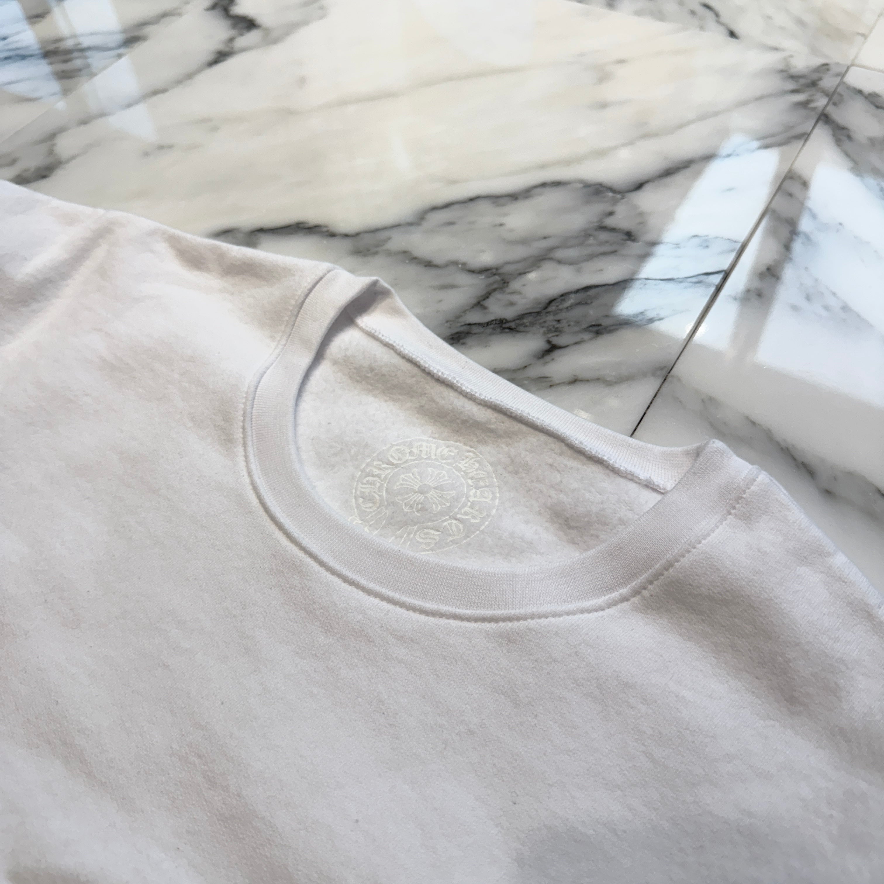 CHROME HEARTS Floral Cross Horseshoe Crewneck Sweat Shirts Size M クロムハーツ フローラルクロス ホースシュー クルーネック スウェットシャツ サイズM