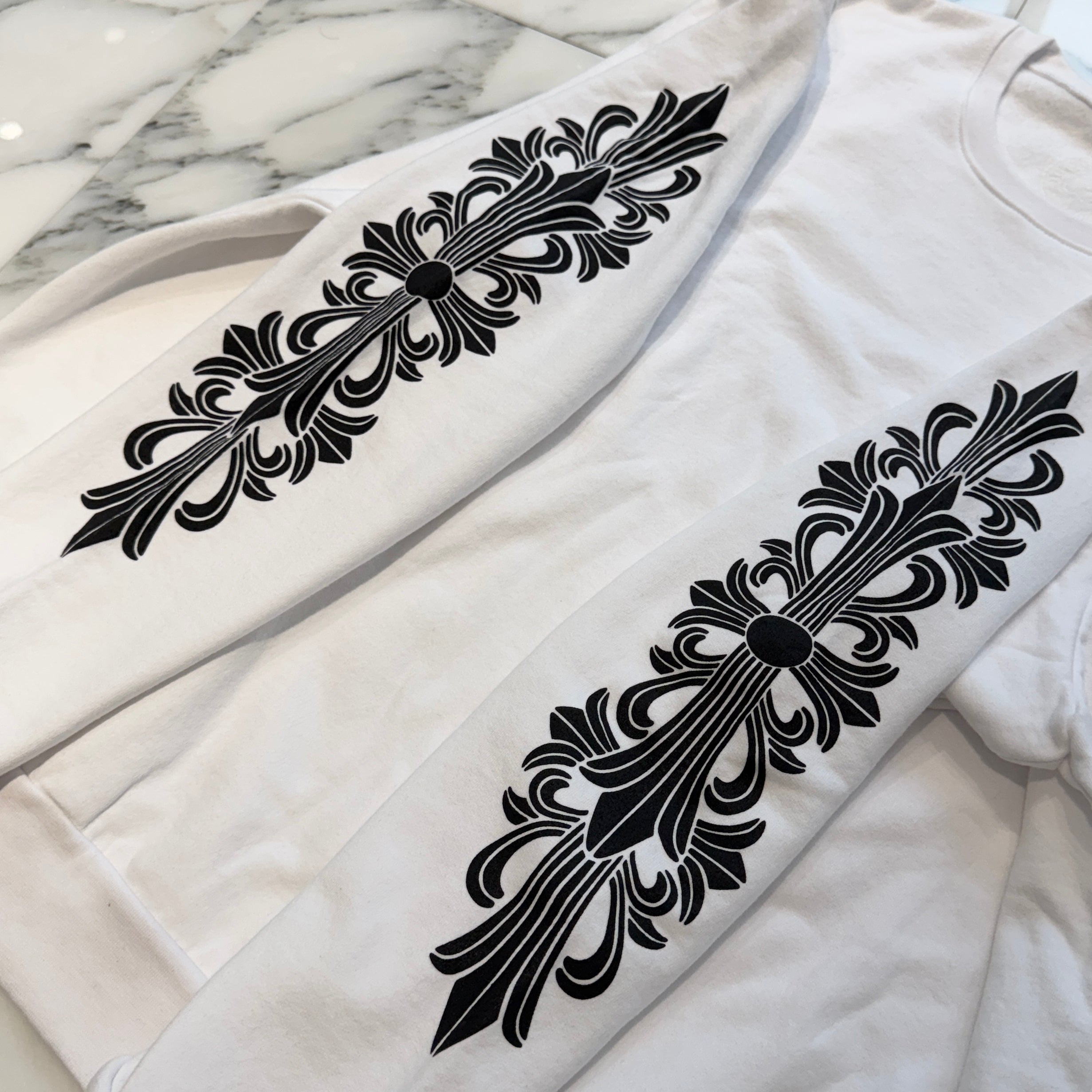 CHROME HEARTS Floral Cross Horseshoe Crewneck Sweat Shirts