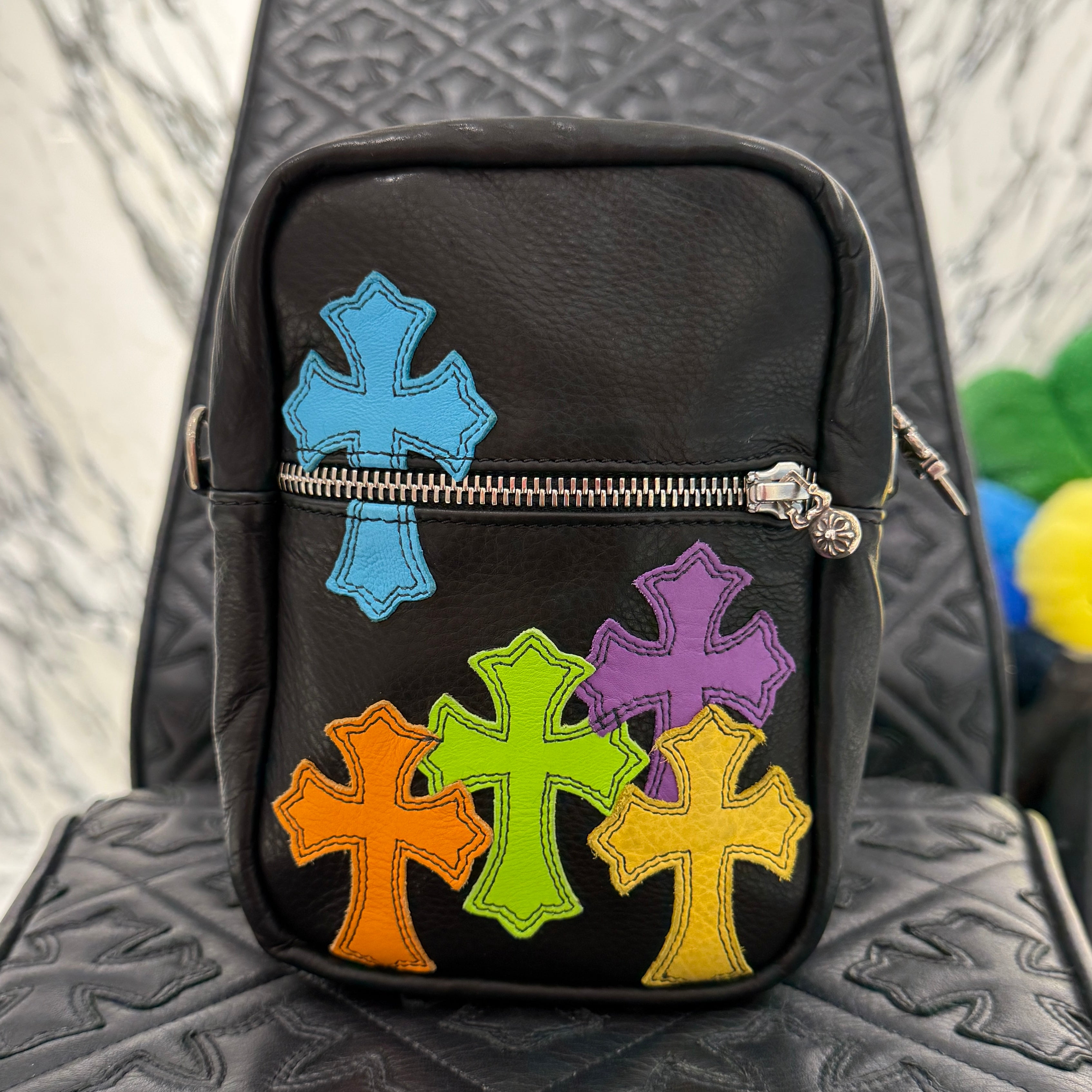 CHROME HEARTS TAKAMINI Multi Color Leather Cross Patch Leather Shoulder Bag クロムハーツ タカミニ マルチカラー レザークロスパッチ レザーショルダーバッグ