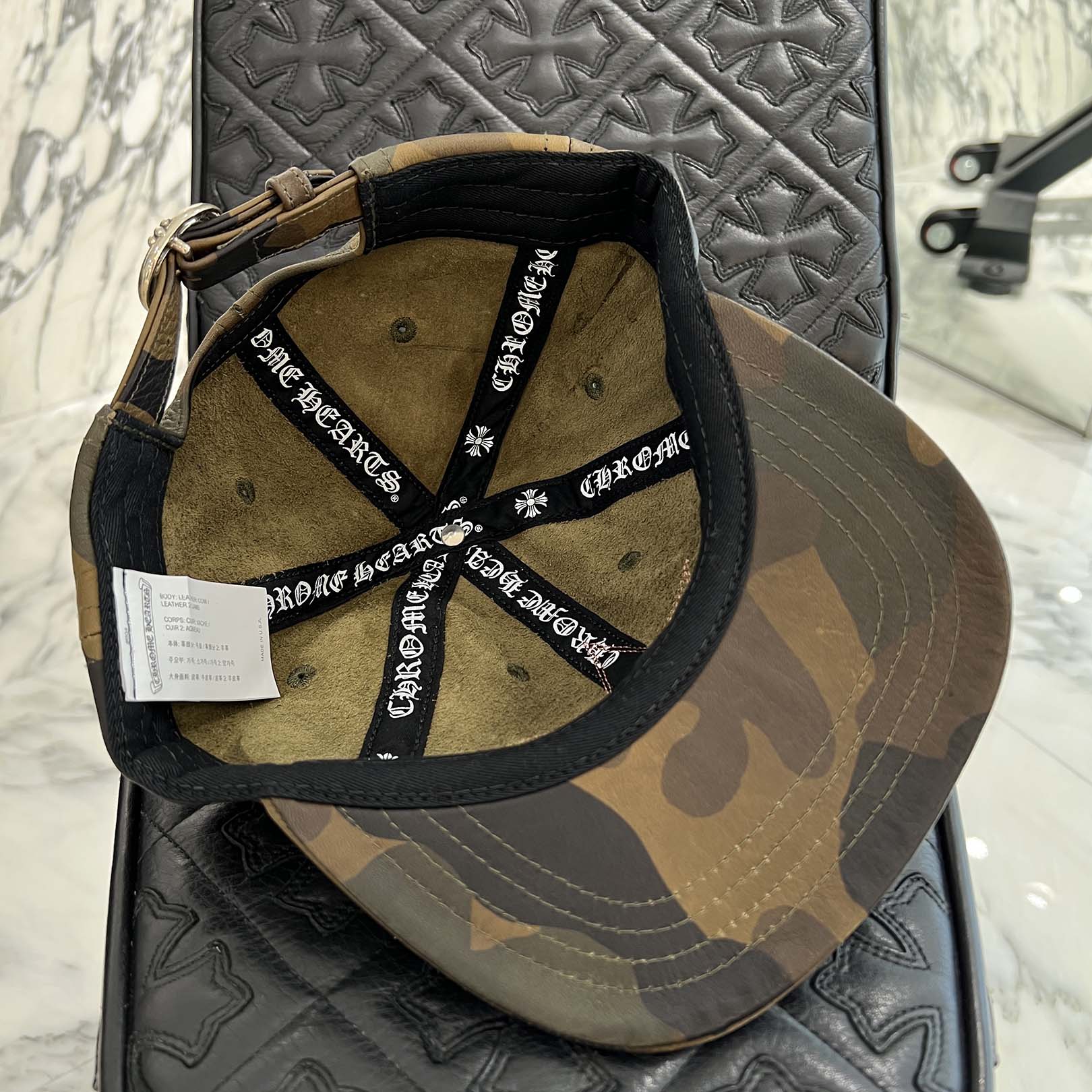 CHROME HEARTS Star Leather Patch Camouflage Leather Trucker Cap