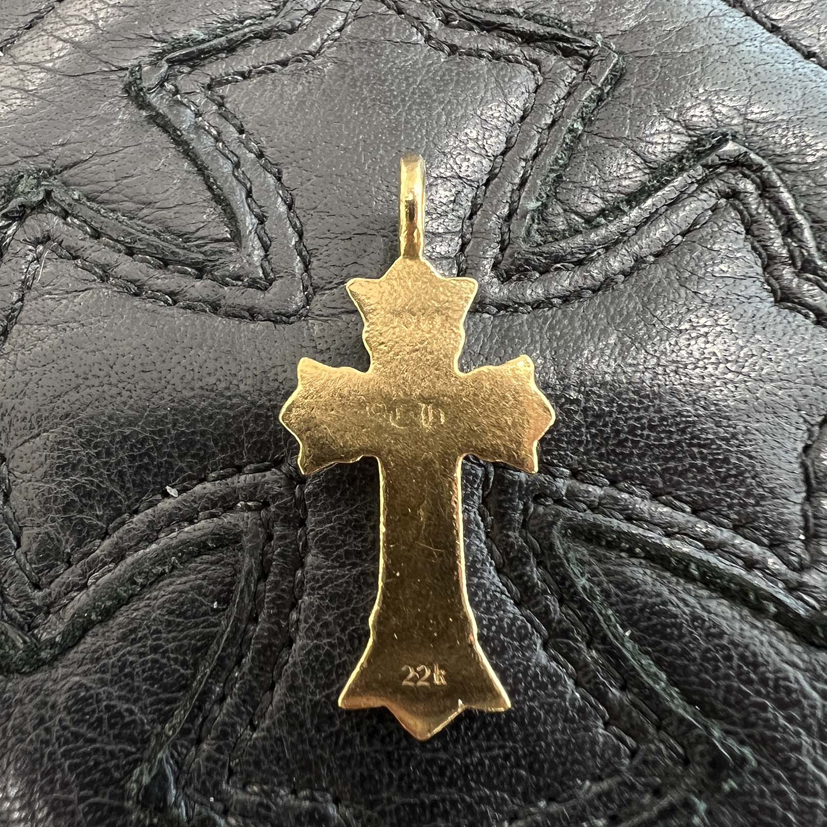 CHROME HEARTS 22K Double CH Cross Charm Pave Diamond Pendant Top クロムハーツ 22K ダブルCHクロス チャーム パヴェダイヤモンド ペンダントトップ