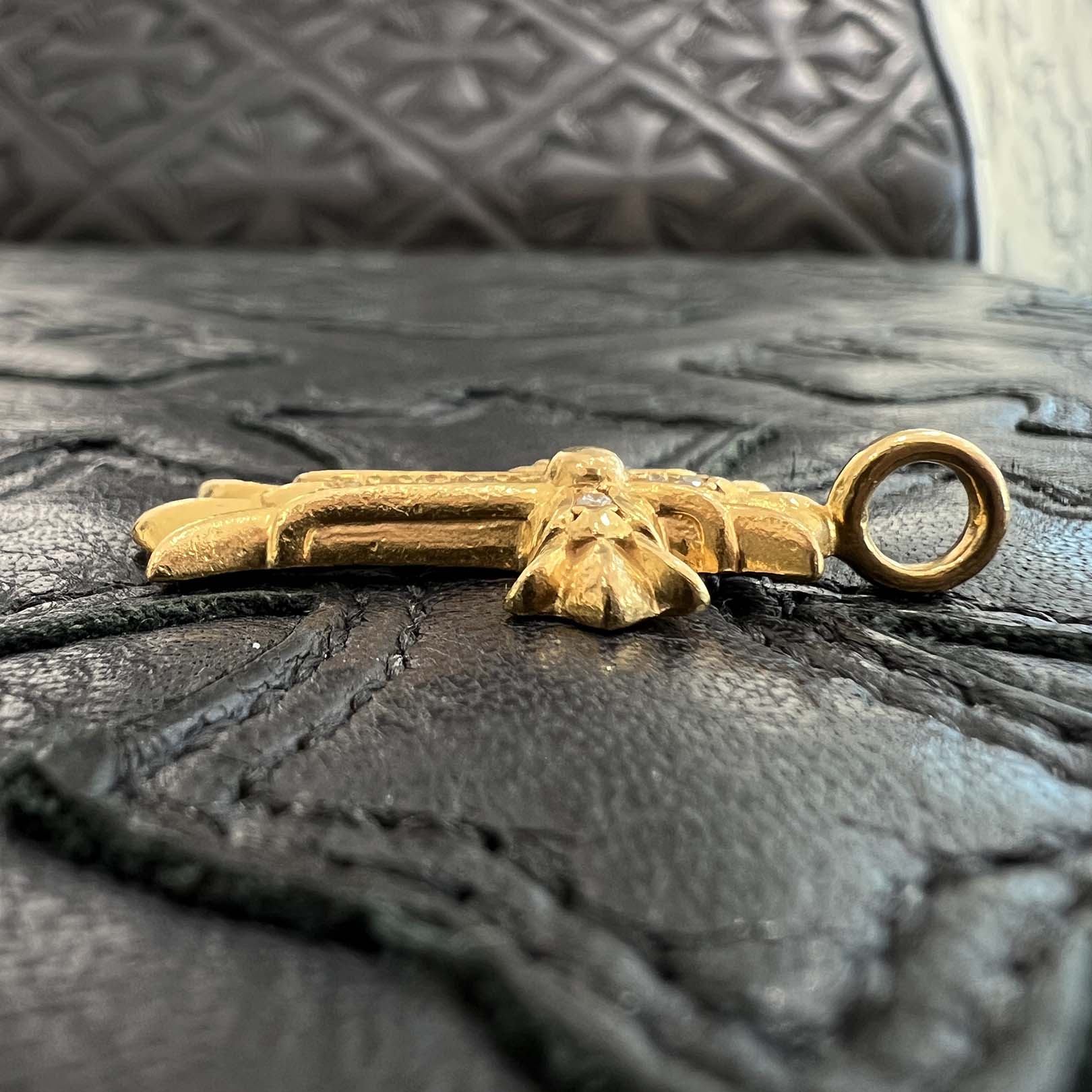 CHROME HEARTS 22K Double CH Cross Charm Pave Diamond Pendant Top クロムハーツ 22K ダブルCHクロス チャーム パヴェダイヤモンド ペンダントトップ