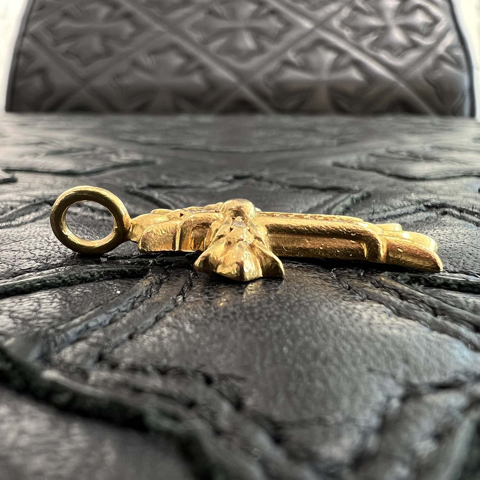 CHROME HEARTS 22K Double CH Cross Charm Pave Diamond Pendant Top クロムハーツ 22K ダブルCHクロス チャーム パヴェダイヤモンド ペンダントトップ