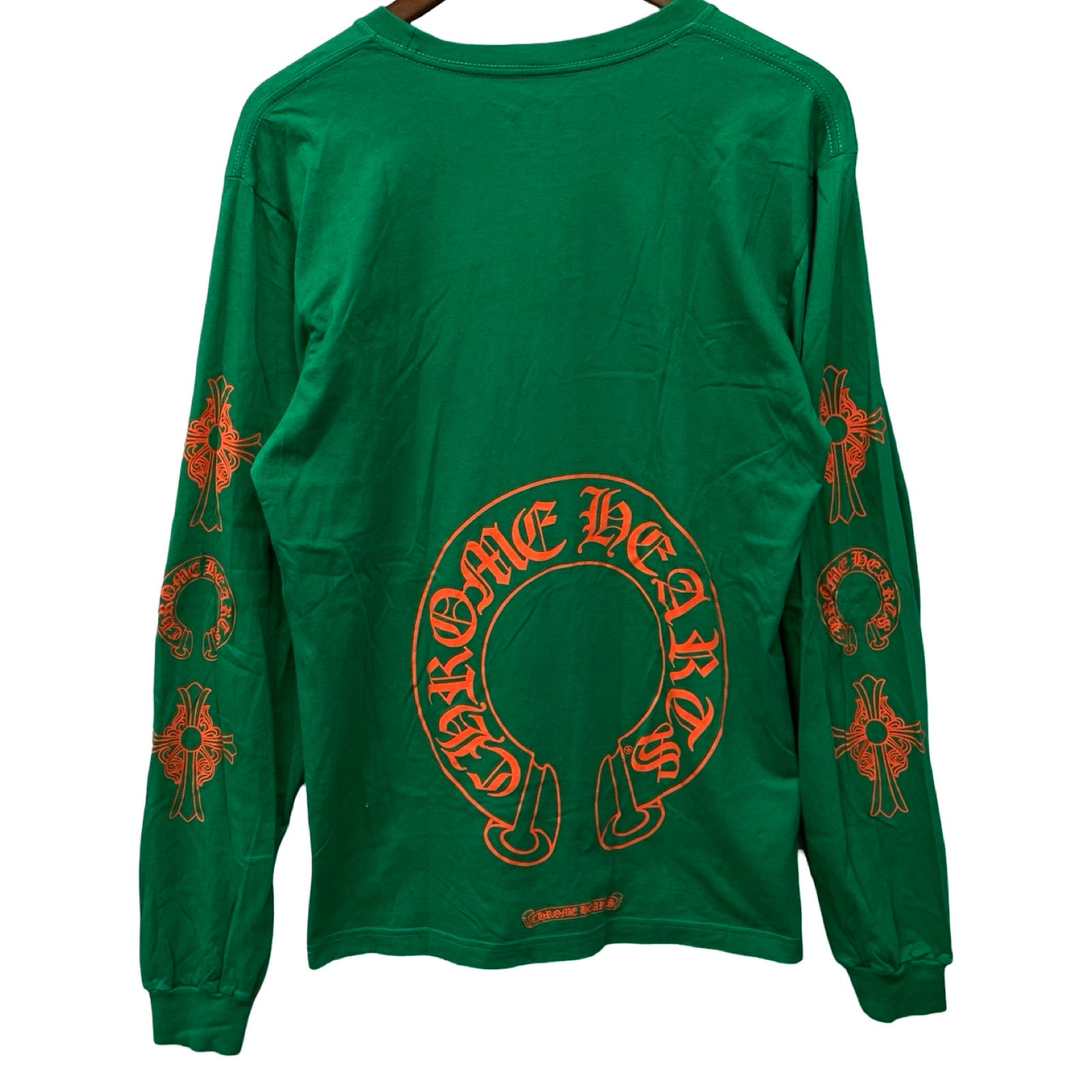 CHROME HEARTS Orange Horseshoe Long Sleeve Tee Size L