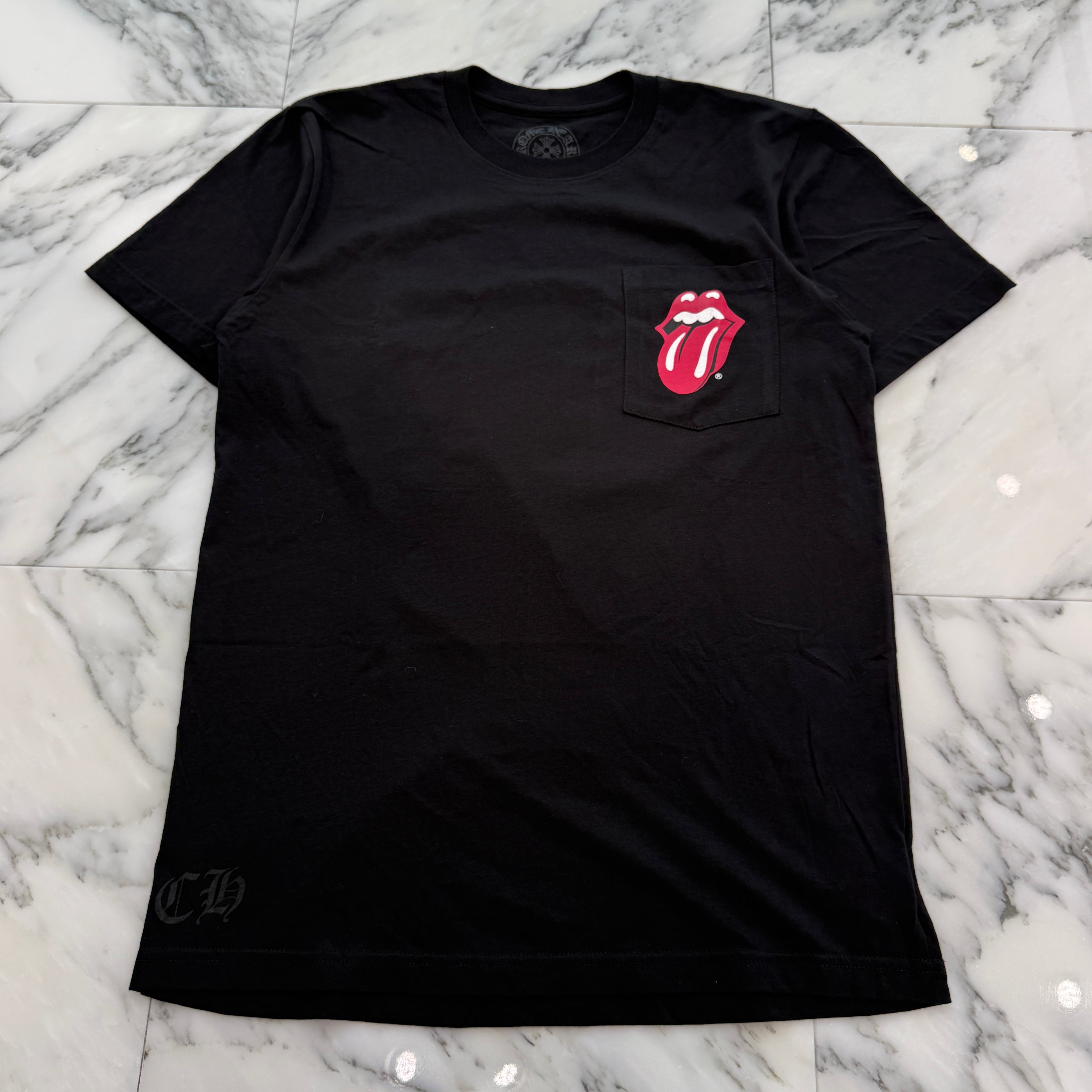 クロムハーツ × ローリングストーンズ ホースシュー タン Tシャツ CHROME HEARTS × The Rolling Stones Lip＆Tongue Horseshoe Tee Size