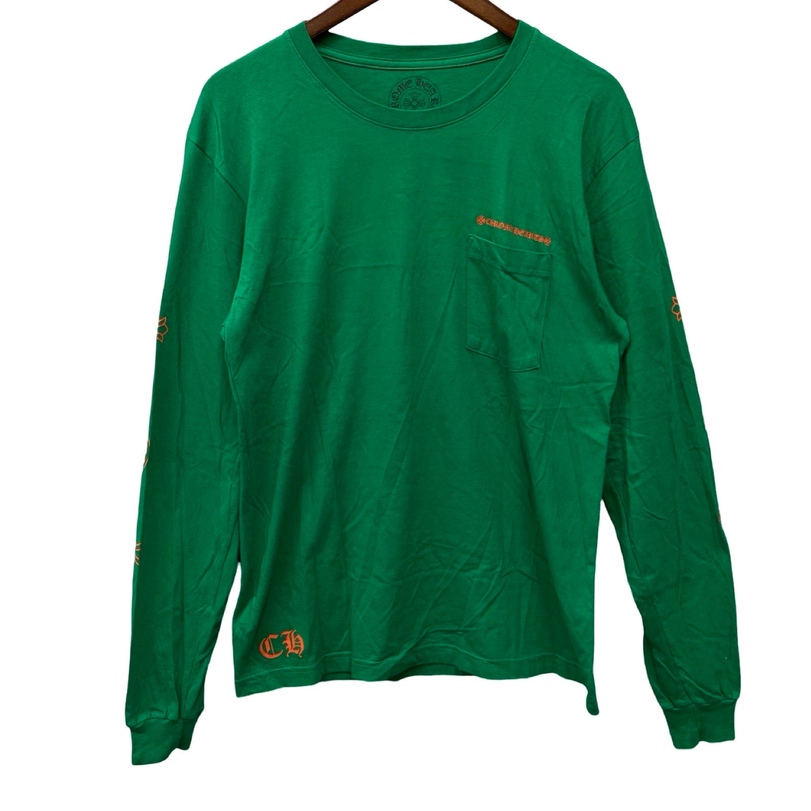 CHROME HEARTS Orange Horseshoe Long Sleeve Tee Size L