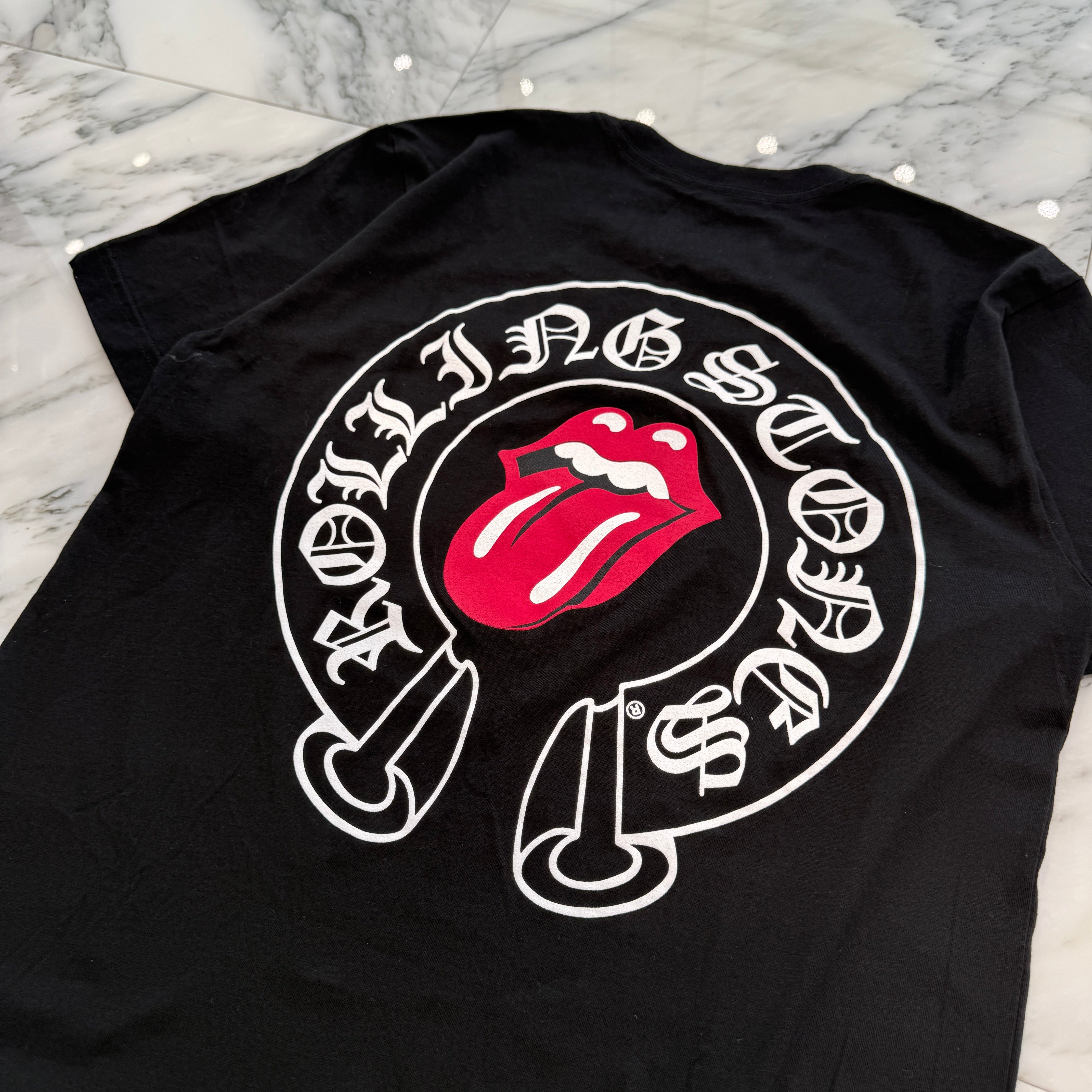 CHROME HEARTS × The Rolling Stones Lip＆Tongue Horseshoe Tee Size S クロムハーツ × ザローリングストーンズ リップアンドタン ホースシュー Tシャツ サイズS