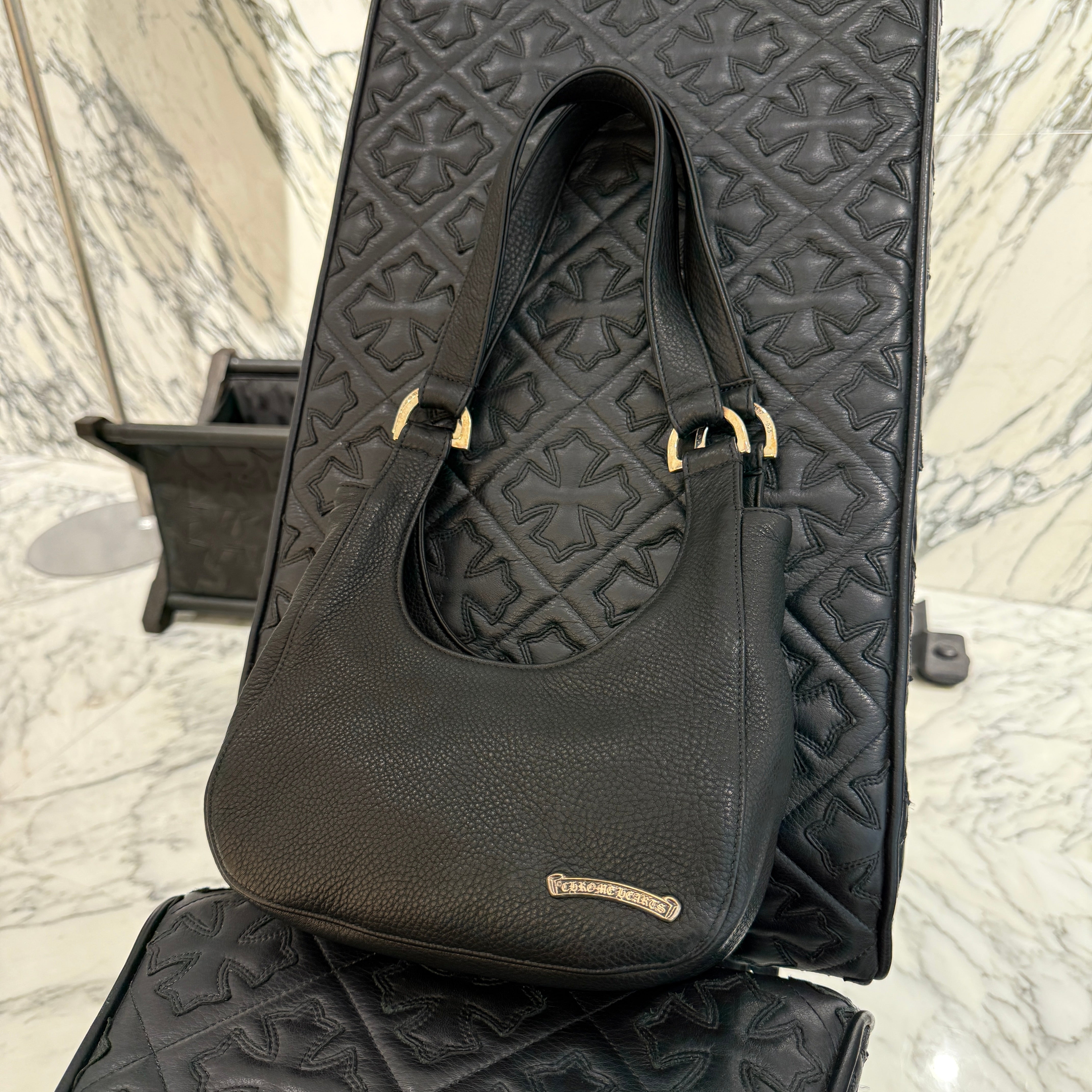 CHROME HEARTS Scroll Leather Hand Bag クロムハーツ スクロール