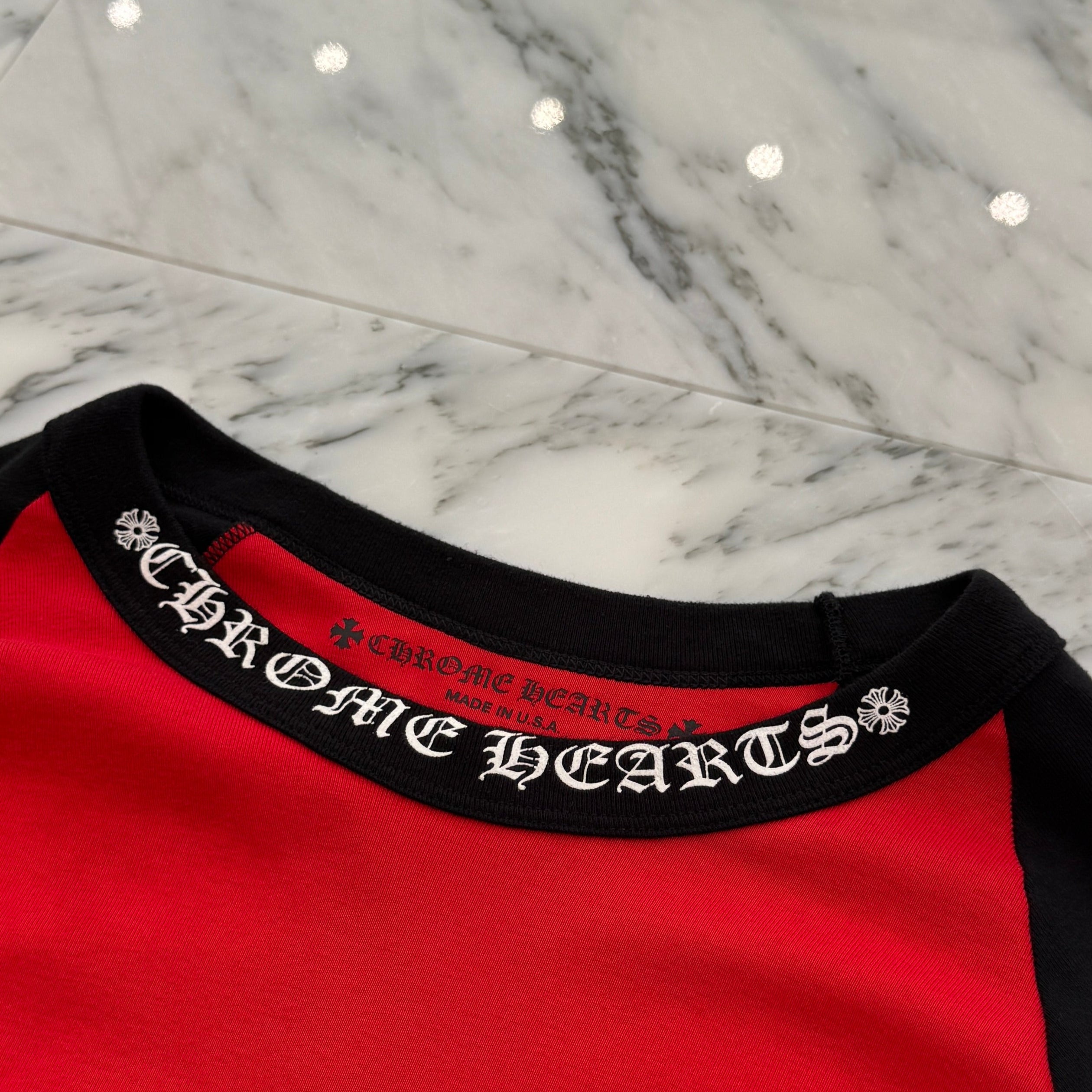 CHROME HEARTS Neck Logo Raglan Long Sleeve Tee Size XL クロムハーツ ネックロゴ ラグランロングスリーブ Tシャツ サイズXL