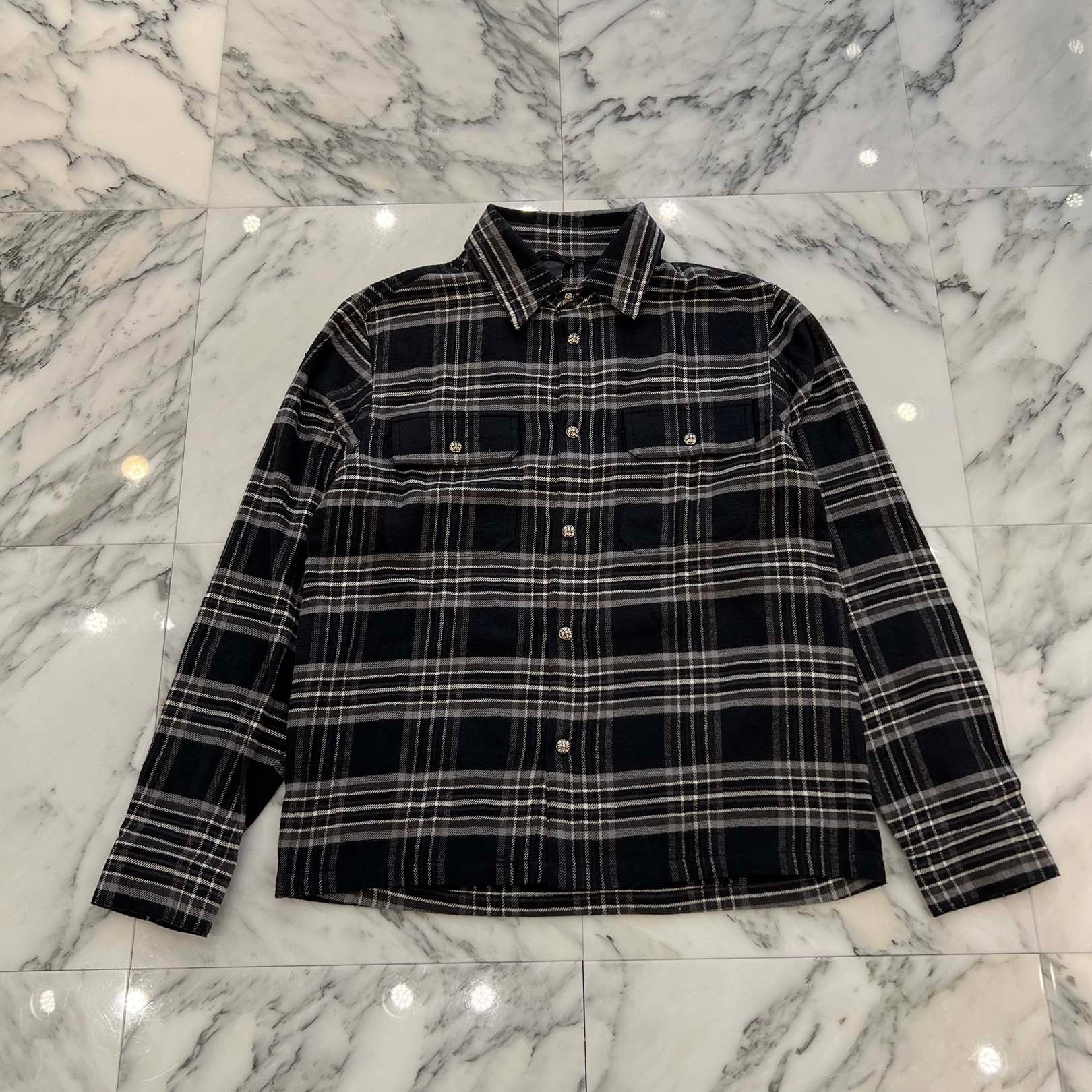 CHROME HEARTS Y NOT Cross Ball Button Check Shirt Size M クロムハーツ ワイノット クロスボールボタン チェックシャツ サイズM