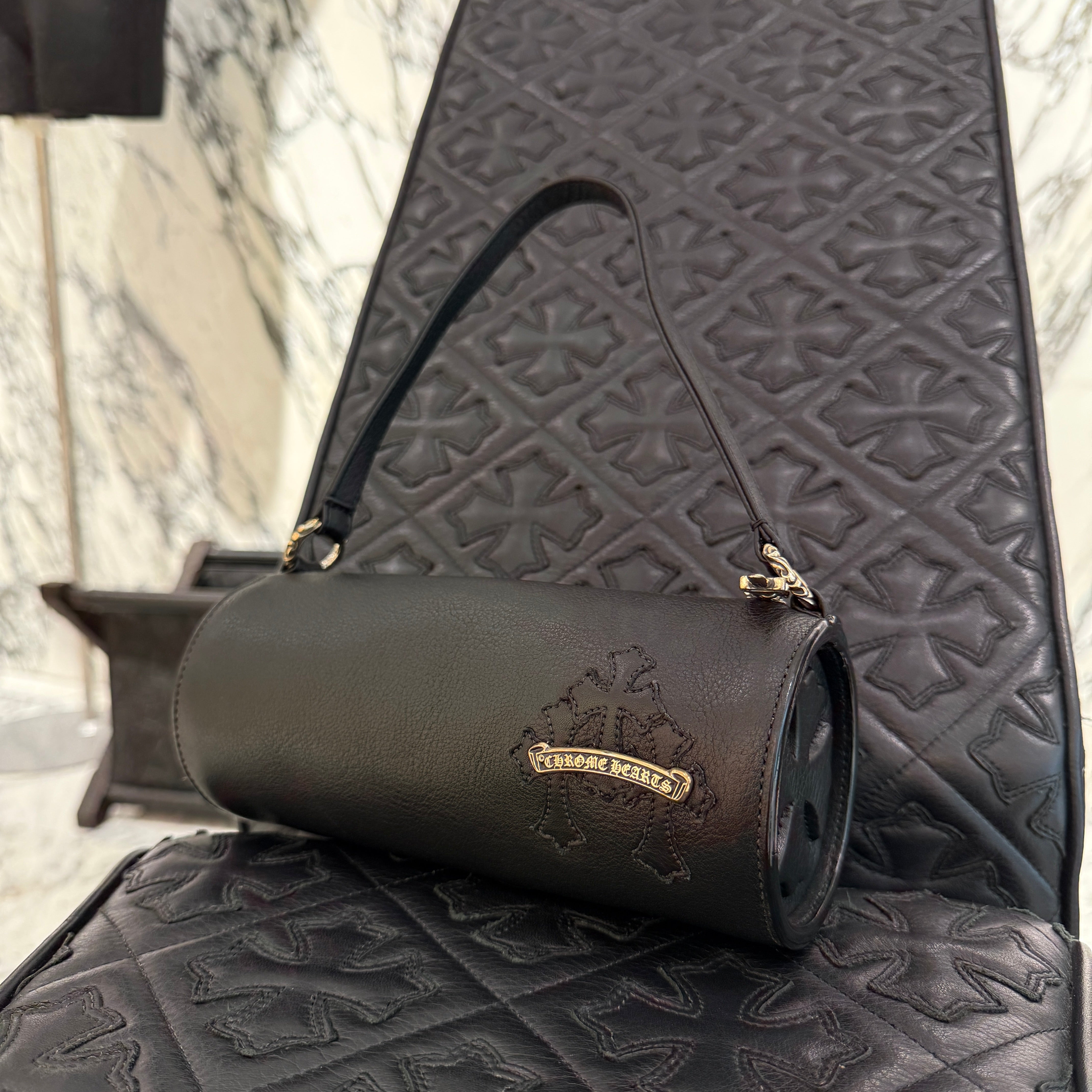 CHROME HEARTS Cemetery Cross Leather Patch Mini Bag クロムハーツ