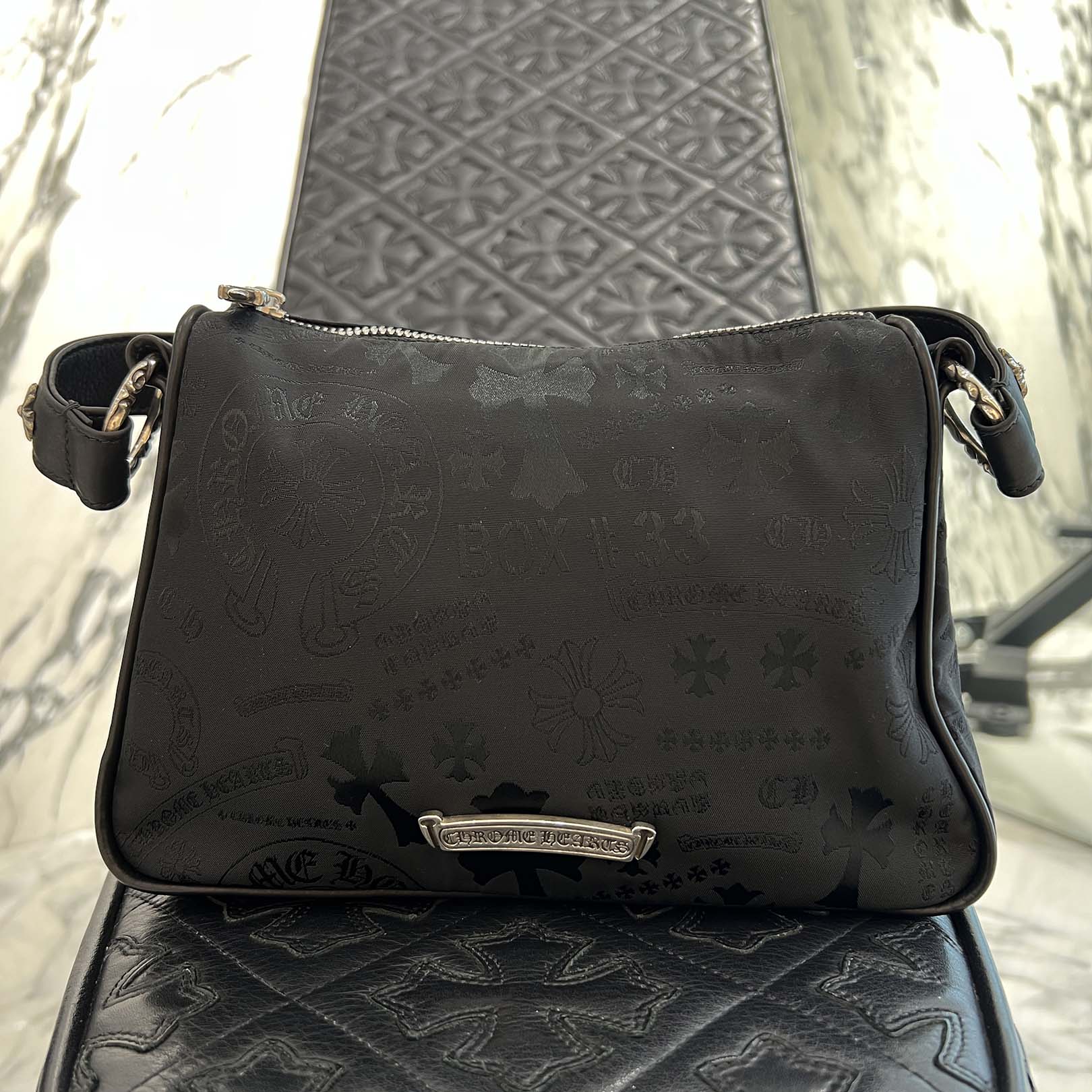 CHROME HEARTS Stencil Pattern CHICKEN NUGGET Small Nylon Leather Shoulder Bag クロムハーツ ステンシル柄 チキンナゲット スモール ナイロンレザー切替 ショルダーバッグ