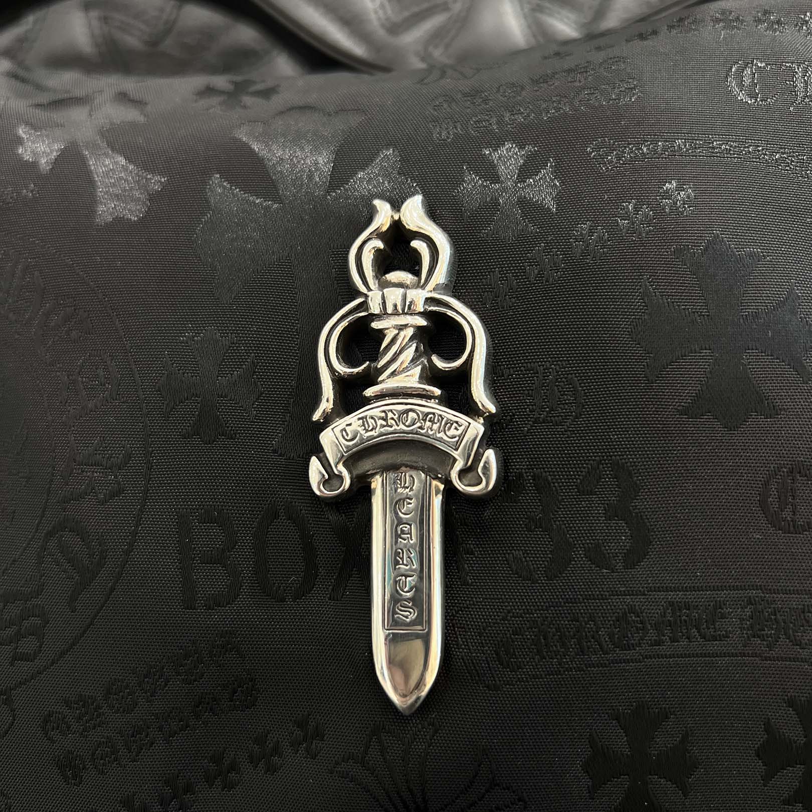 CHROME HEARTS Stencil Pattern CHICKEN NUGGET Small Nylon Leather Shoulder Bag クロムハーツ ステンシル柄 チキンナゲット スモール ナイロンレザー切替 ショルダーバッグ