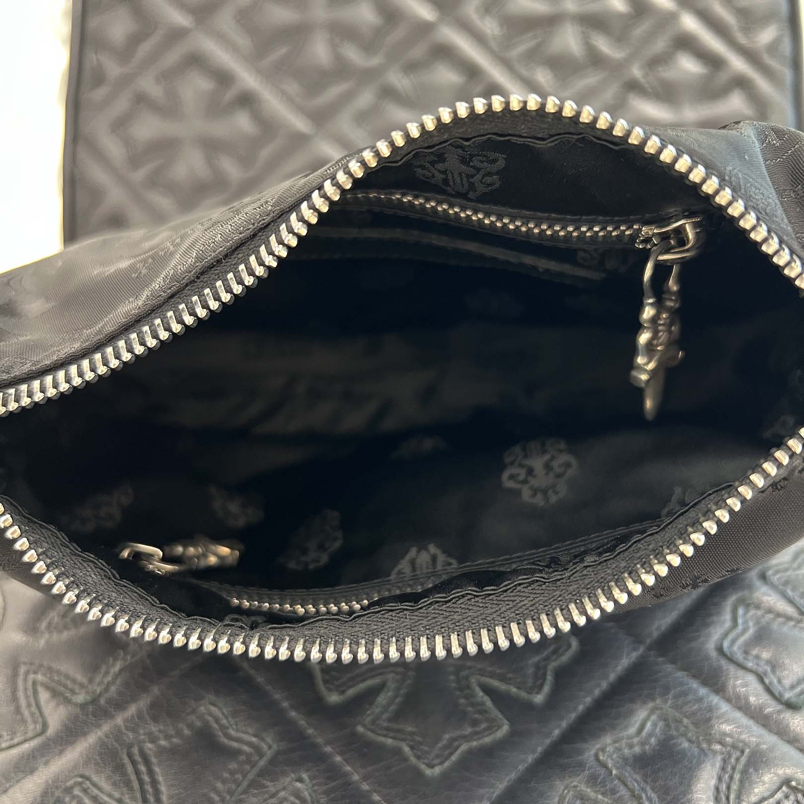 CHROME HEARTS Stencil Pattern CHICKEN NUGGET Small Nylon Leather Shoulder Bag クロムハーツ ステンシル柄 チキンナゲット スモール ナイロンレザー切替 ショルダーバッグ