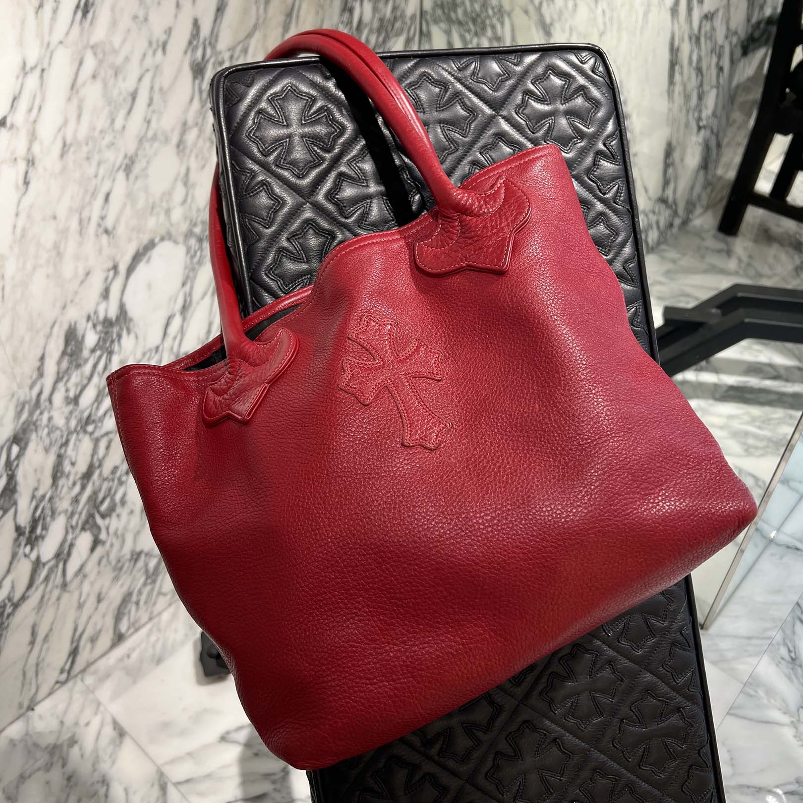 CHROME HEARTS 1 Cross Leather Patch FS Tote Bag クロムハーツ 1