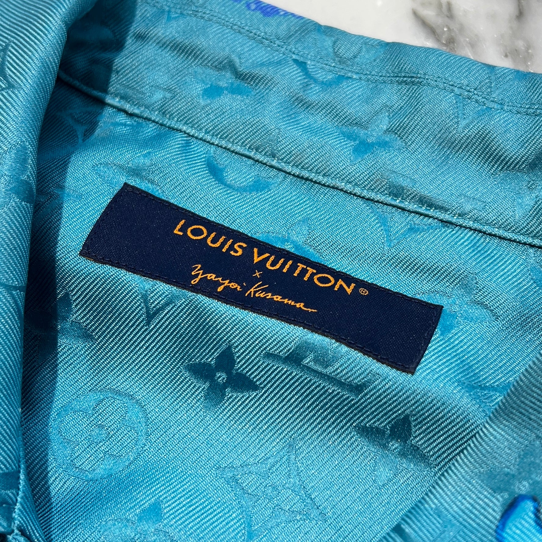 LOUIS VUITTON × YAYOI KUSAMA 2023SS Monogram Face Drawstring Silk Shirt Size M ルイヴィトン × 草間彌生 モノグラム フェイス ドローストリング シルク シャツ サイズM