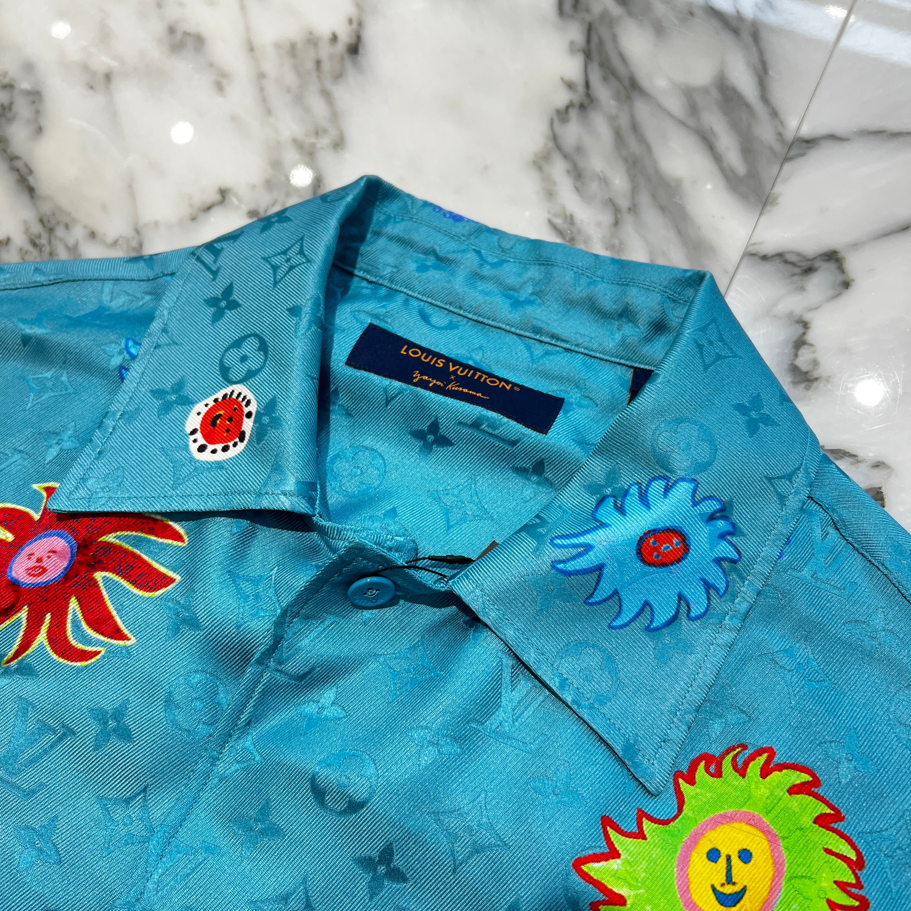 LOUIS VUITTON × YAYOI KUSAMA 2023SS Monogram Face Drawstring Silk Shirt Size M ルイヴィトン × 草間彌生 モノグラム フェイス ドローストリング シルク シャツ サイズM