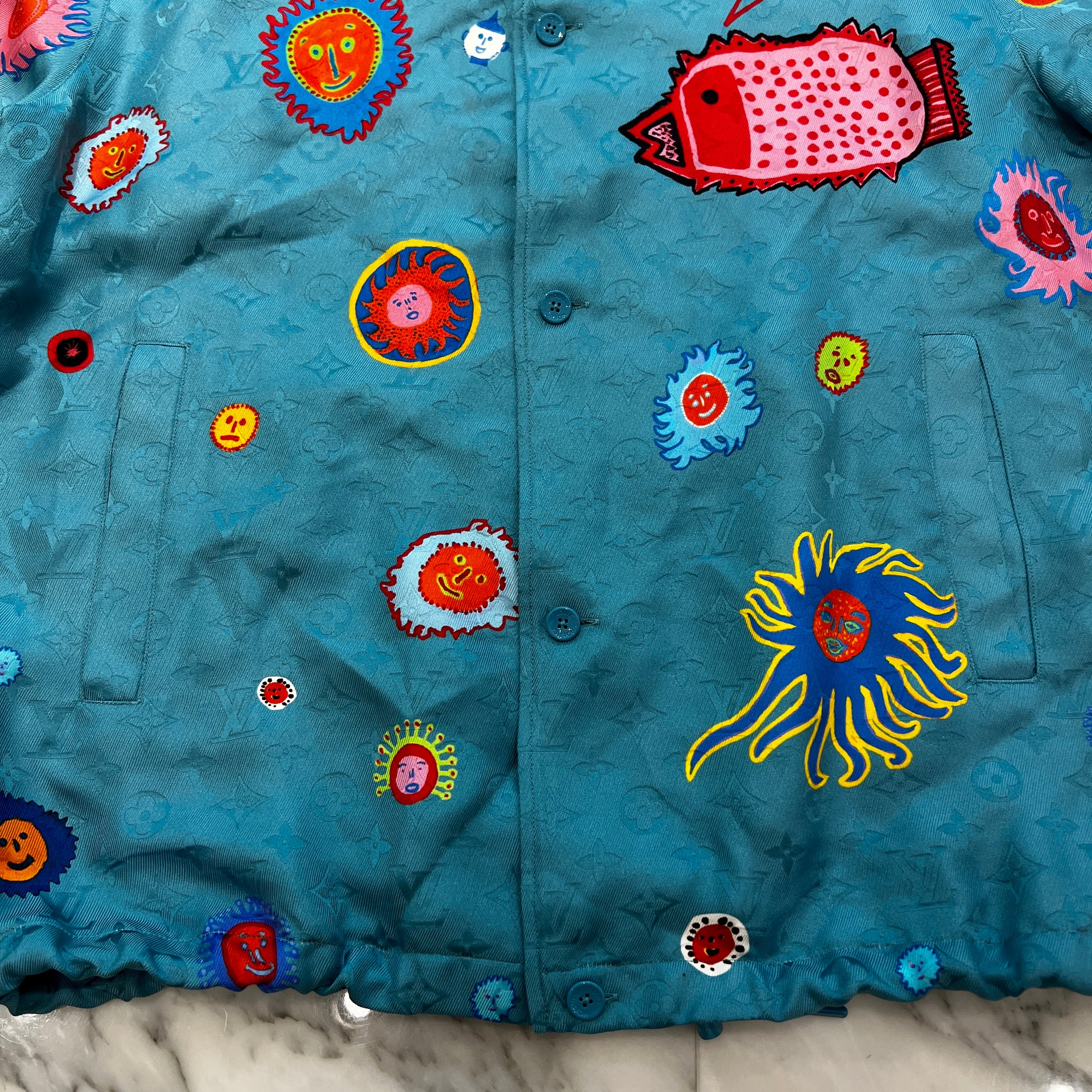 LOUIS VUITTON × YAYOI KUSAMA 2023SS Monogram Face Drawstring Silk Shirt Size M ルイヴィトン × 草間彌生 モノグラム フェイス ドローストリング シルク シャツ サイズM