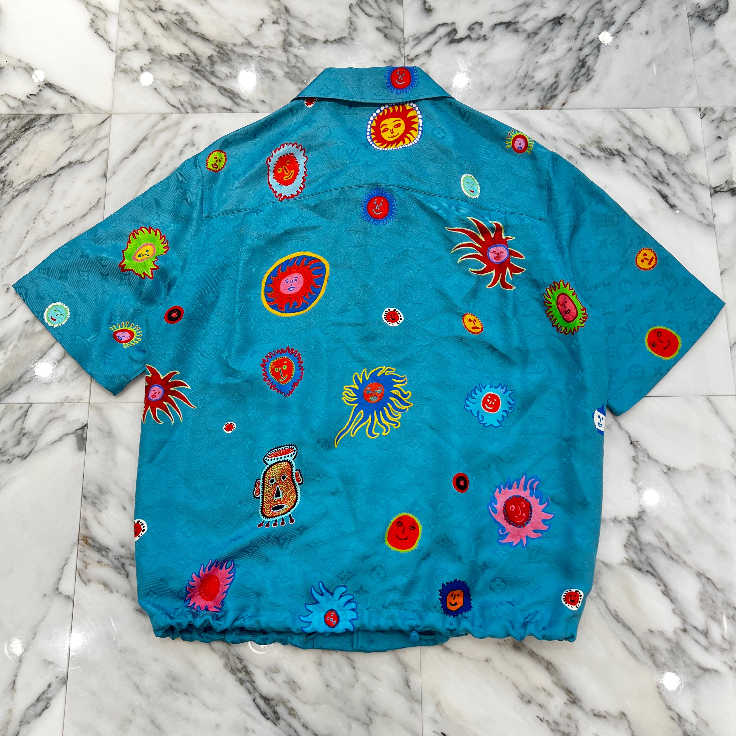 LOUIS VUITTON × YAYOI KUSAMA 2023SS Monogram Face Drawstring Silk Shirt Size M ルイヴィトン × 草間彌生 モノグラム フェイス ドローストリング シルク シャツ サイズM