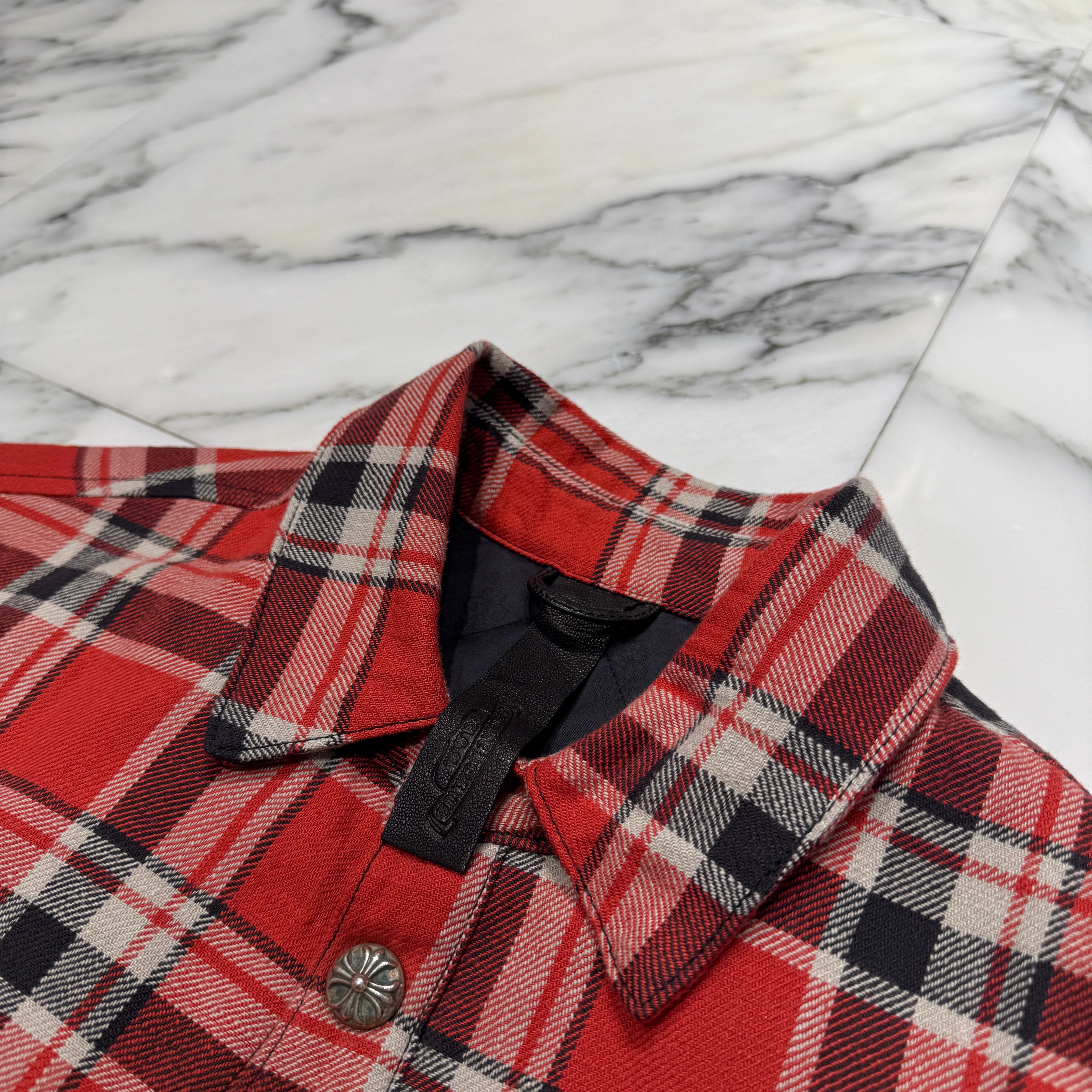 CHROME HEARTS Y NOT Workn Padded FLANNEL CHECK SHIRT JACKET Size L クロムハーツ ワイノット ワーキンパデッド フランネルチェック シャツジャケット サイズL