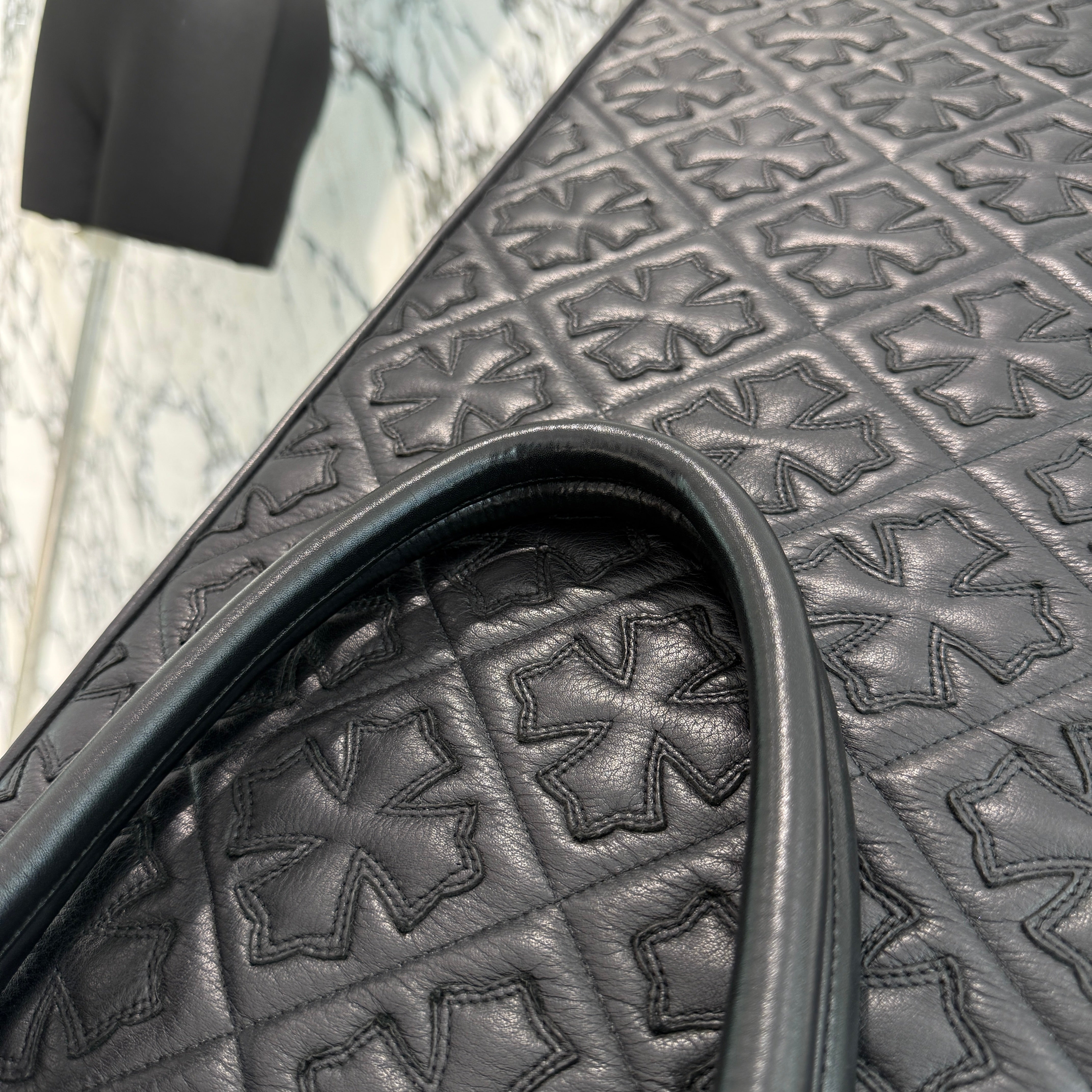 CHROME HEARTS 3 Cemetery Cross Patch FS Leather Tote Bag クロムハーツ 3セメタリークロスパッチ FS レザートートバッグ