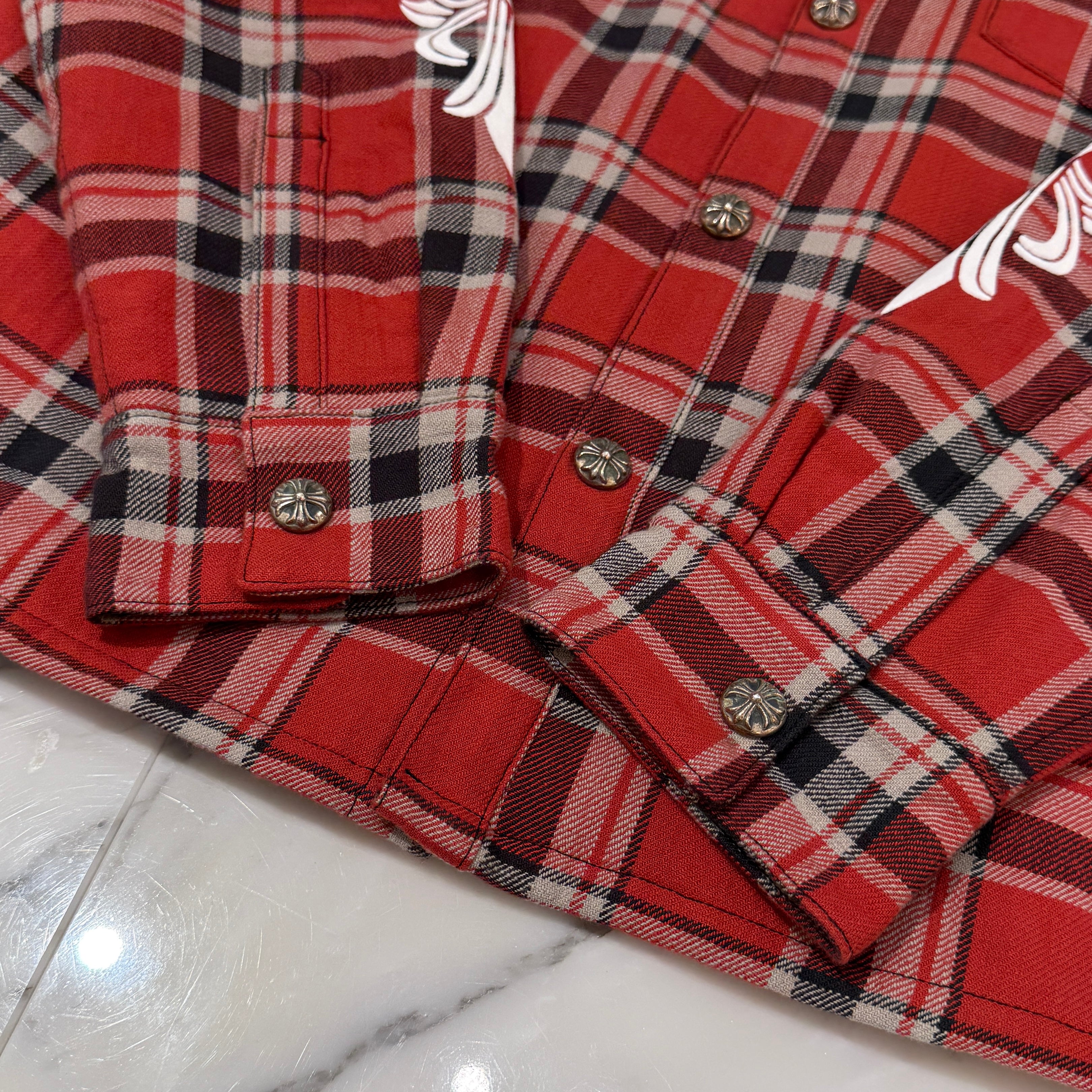 CHROME HEARTS Y NOT Workn Padded FLANNEL CHECK SHIRT JACKET Size L クロムハーツ ワイノット ワーキンパデッド フランネルチェック シャツジャケット サイズL