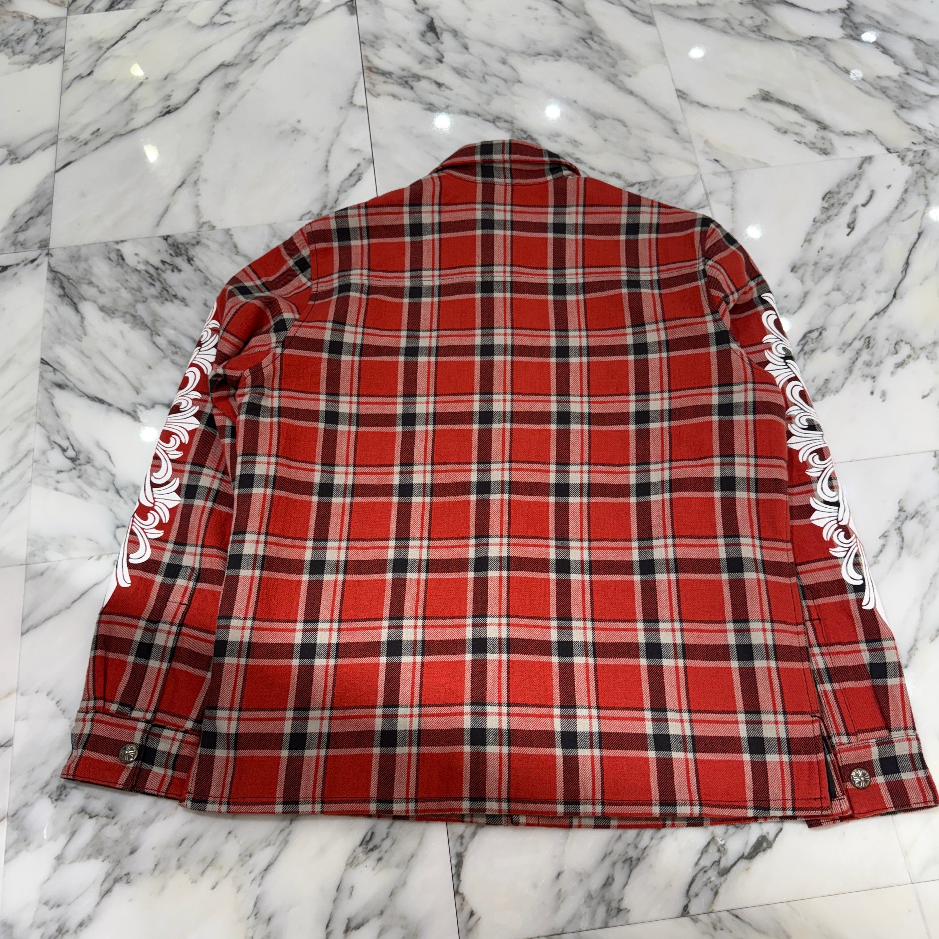 CHROME HEARTS Y NOT Workn Padded FLANNEL CHECK SHIRT JACKET Size L クロムハーツ ワイノット ワーキンパデッド フランネルチェック シャツジャケット サイズL