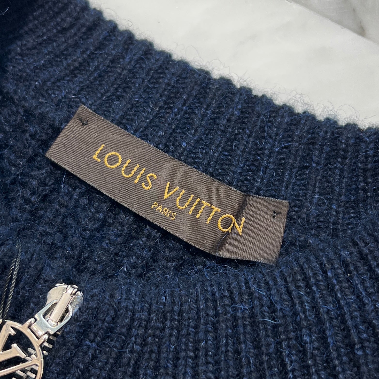 LOUIS VUITTON LV Zip Cashmere Knit Sweater Size M ルイヴィトン LV