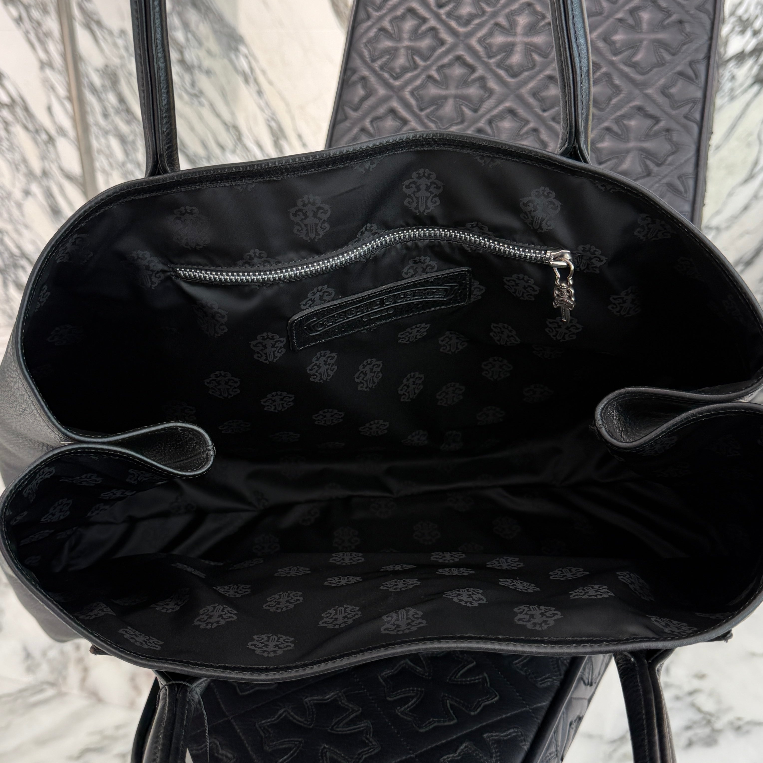 CHROME HEARTS 3 Cemetery Cross Patch FS Leather Tote Bag クロムハーツ 3セメタリークロスパッチ FS レザートートバッグ