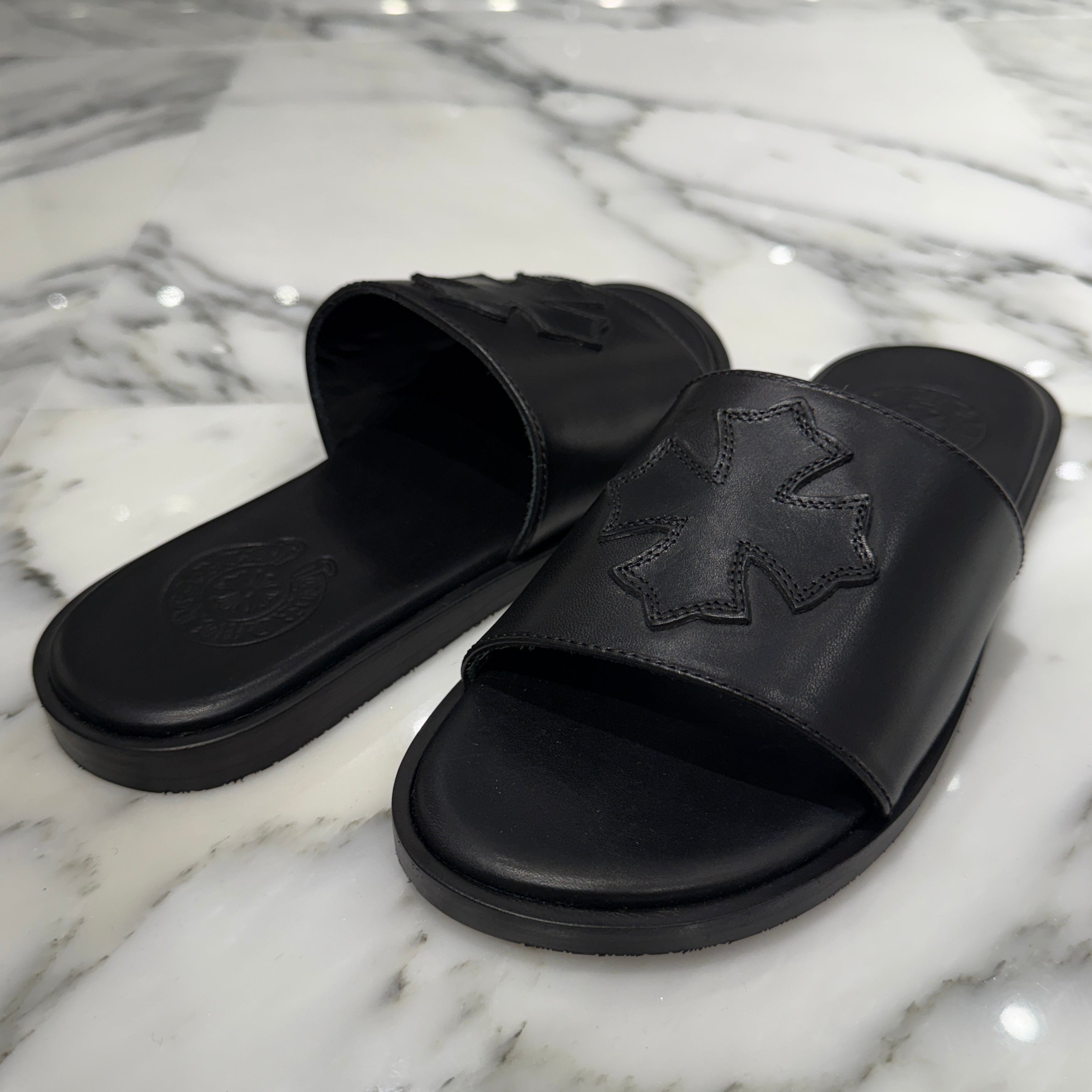 CHROME HEARTS Leather Cross Patch Sandals Size 37 クロムハーツ レザークロスパッチ サンダル サイズ37