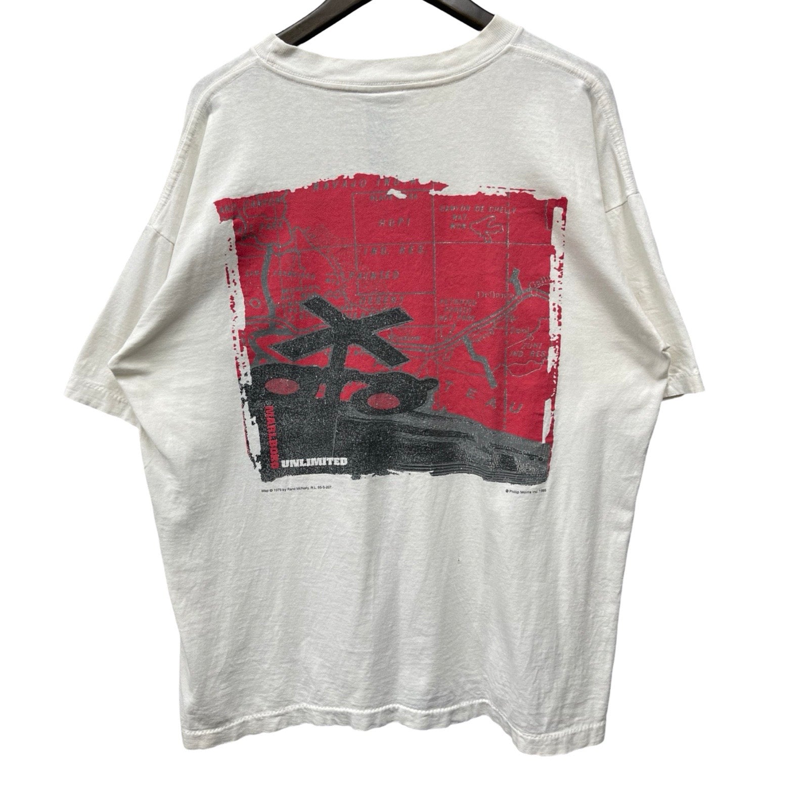 Vintage 90's Marbloro Unlimited Marlboro Rand McNally "Map" Pocket Tee Size XL