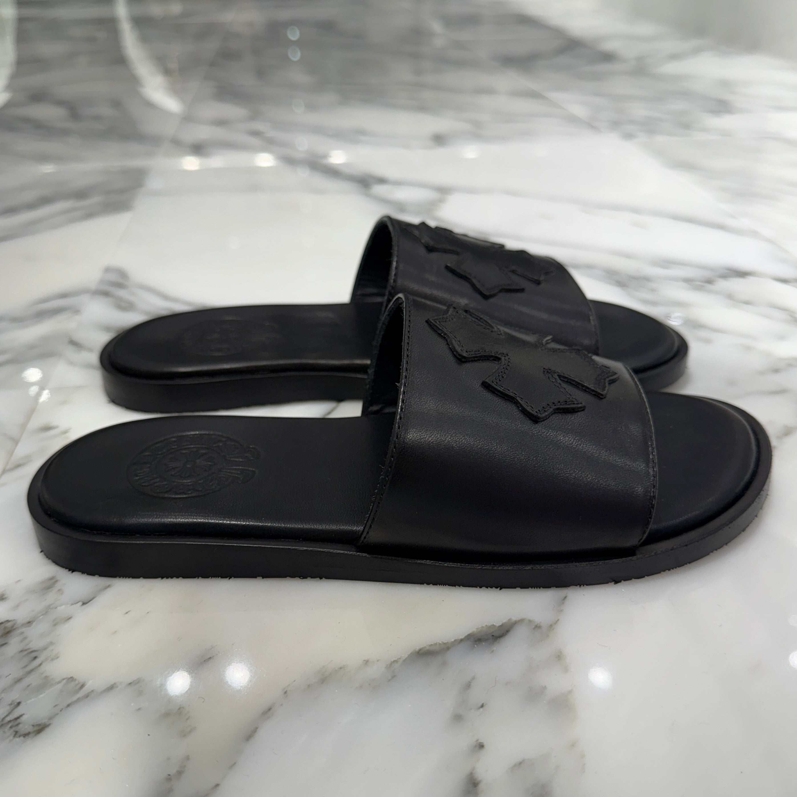 CHROME HEARTS Leather Cross Patch Sandals Size 37 クロムハーツ レザークロスパッチ サンダル サイズ37