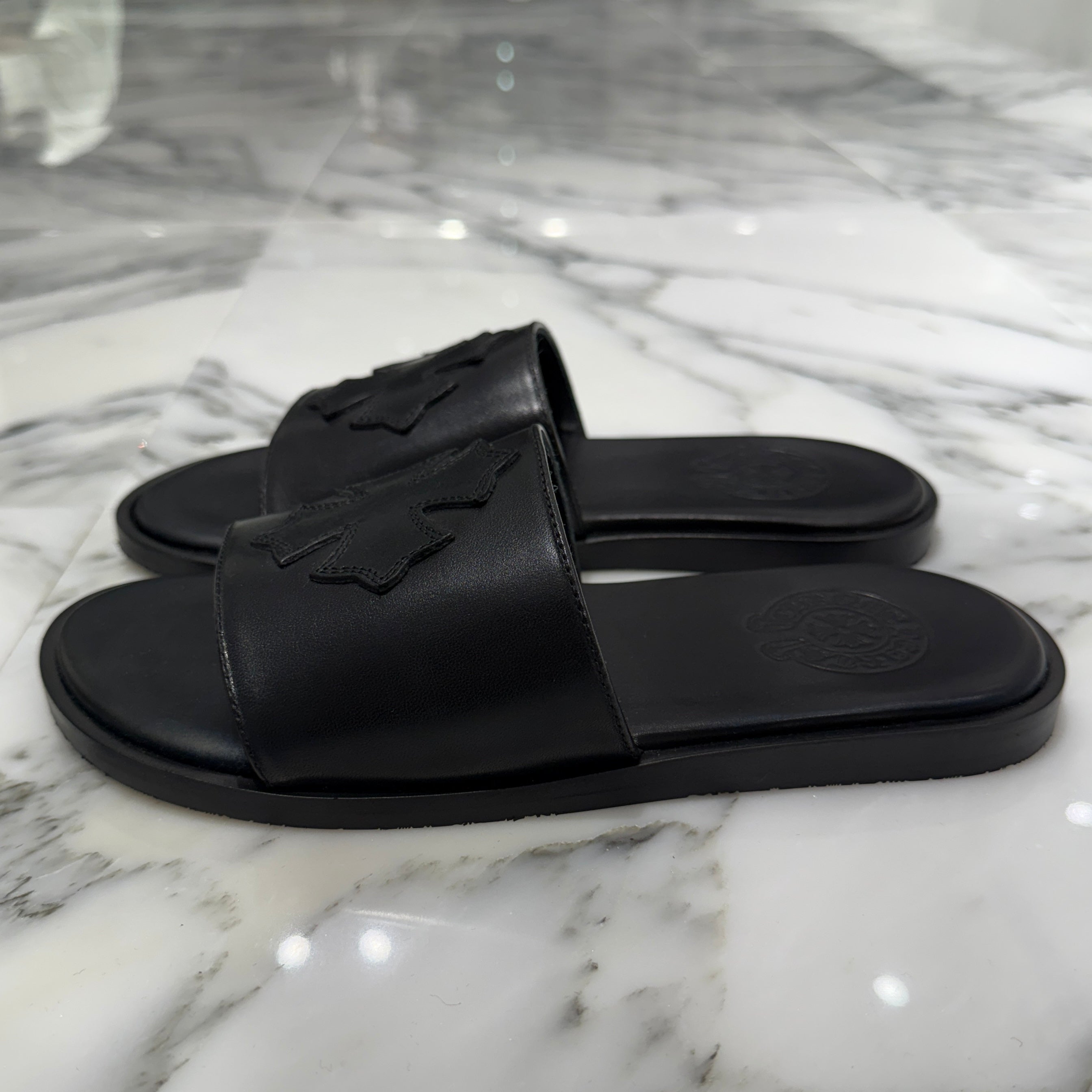 CHROME HEARTS Leather Cross Patch Sandals Size 37 クロムハーツ レザークロスパッチ サンダル サイズ37